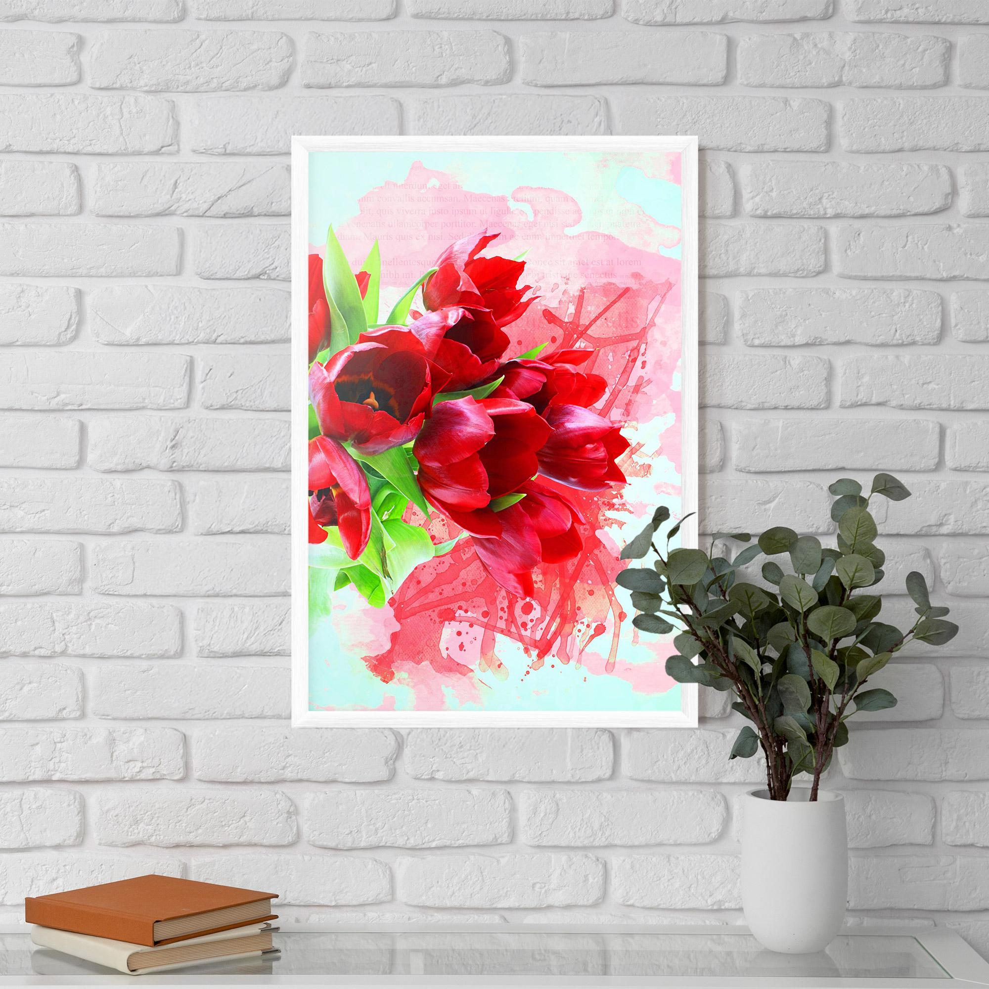 Plakat w Ramie Red Tulips Bouquet mockup 5
