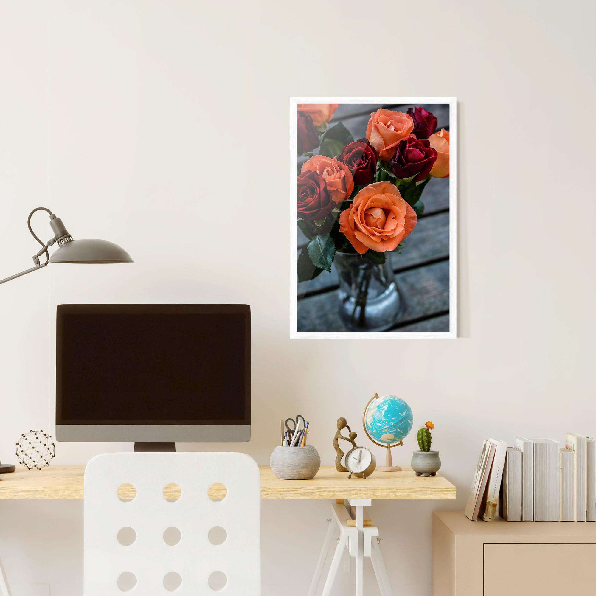 Plakat w Ramie Red Orange Roses Bouquet mockup 6