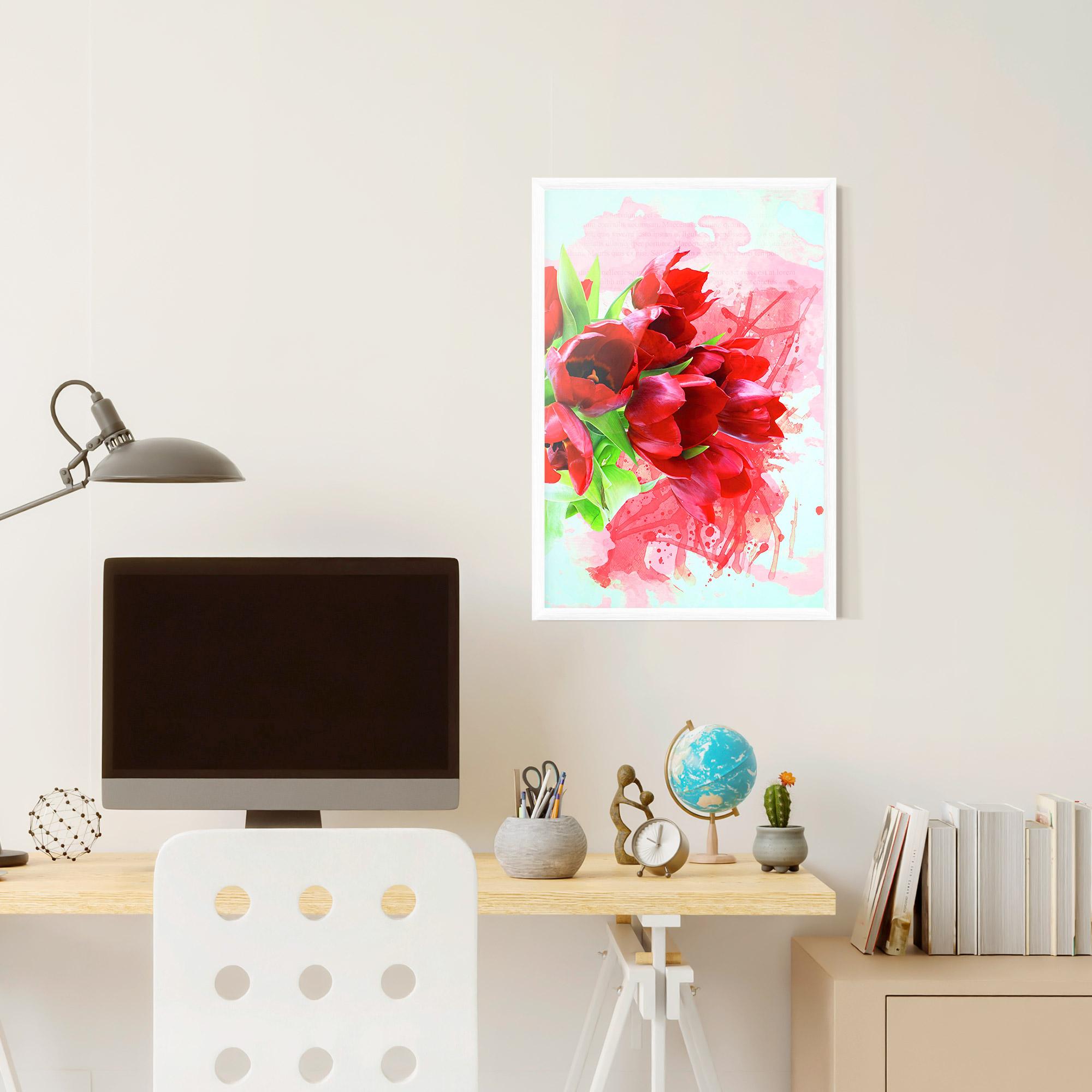 Plakat w Ramie Red Tulips Bouquet mockup 6
