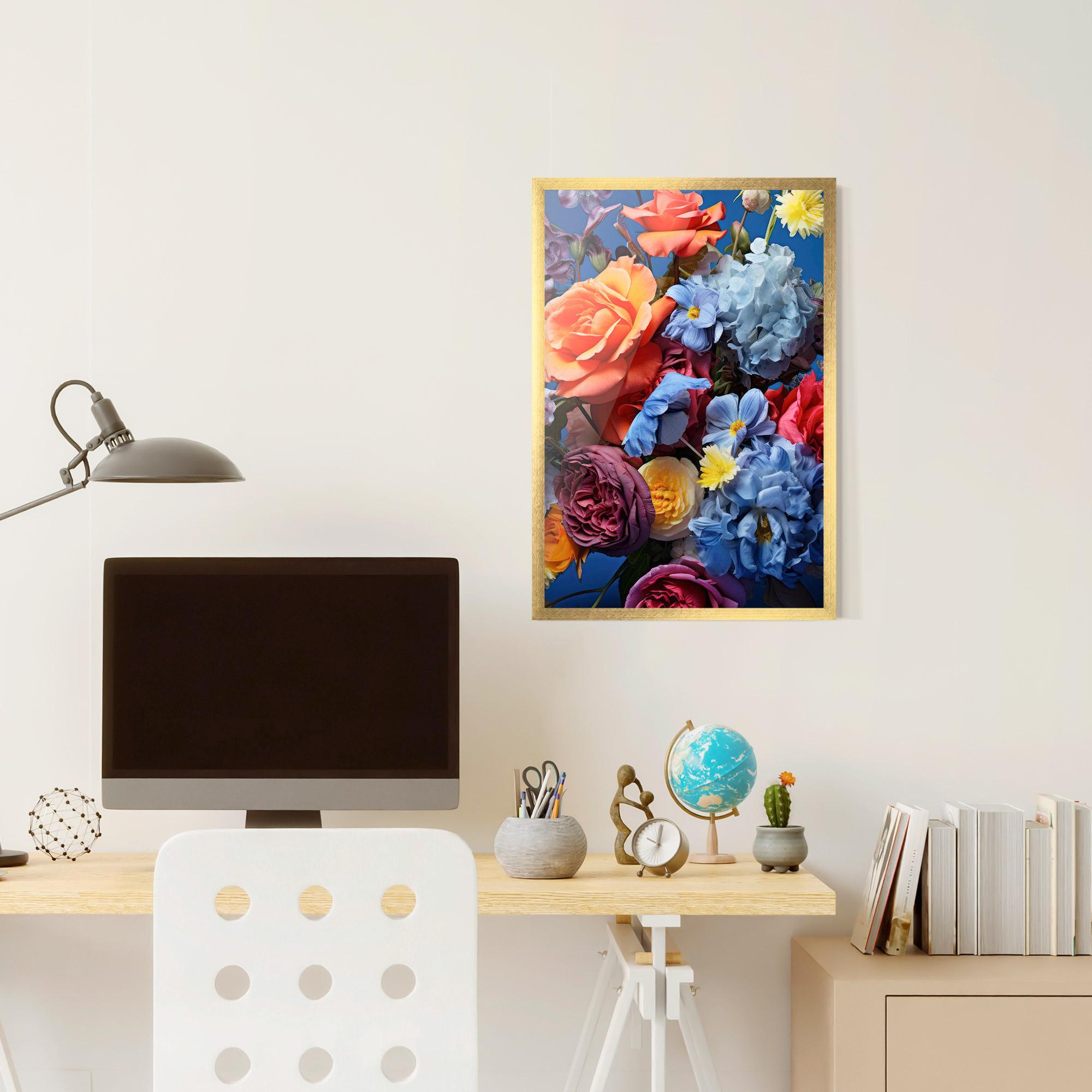 Plakat w Ramie Blue Orange Bouquet mockup 6