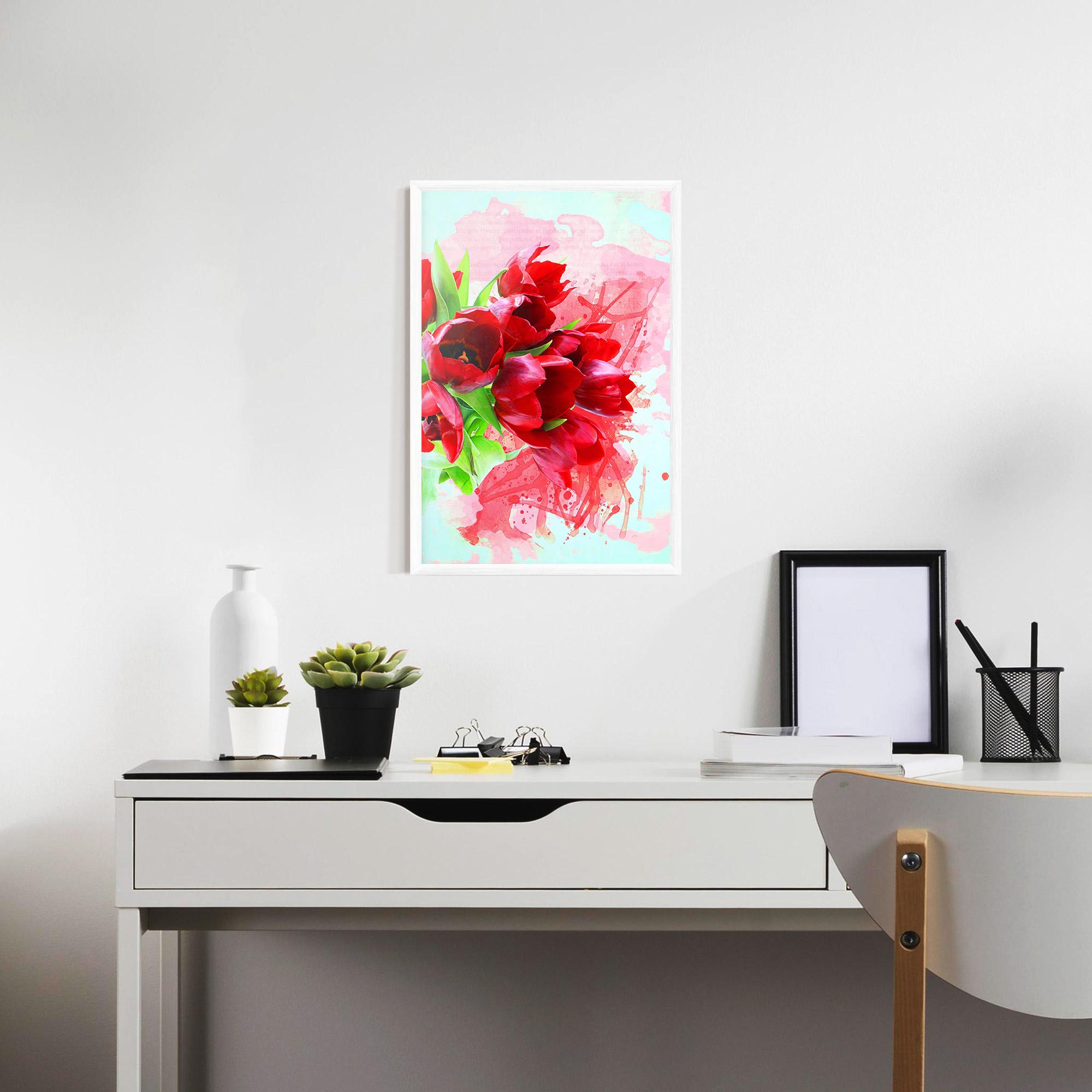 Plakat w Ramie Red Tulips Bouquet mockup 7