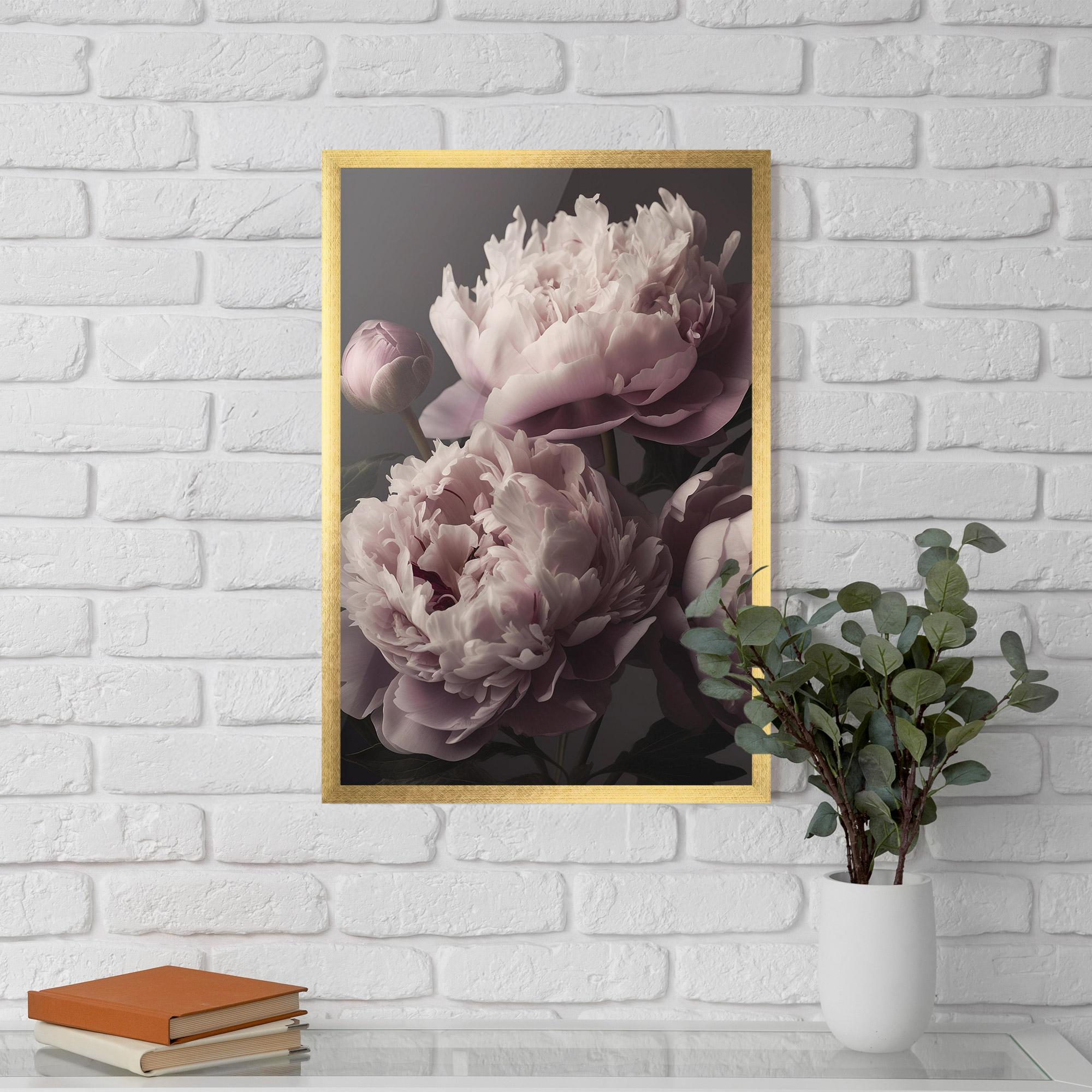 Plakat w Ramie Grey Pastel Pink Peony mockup 5