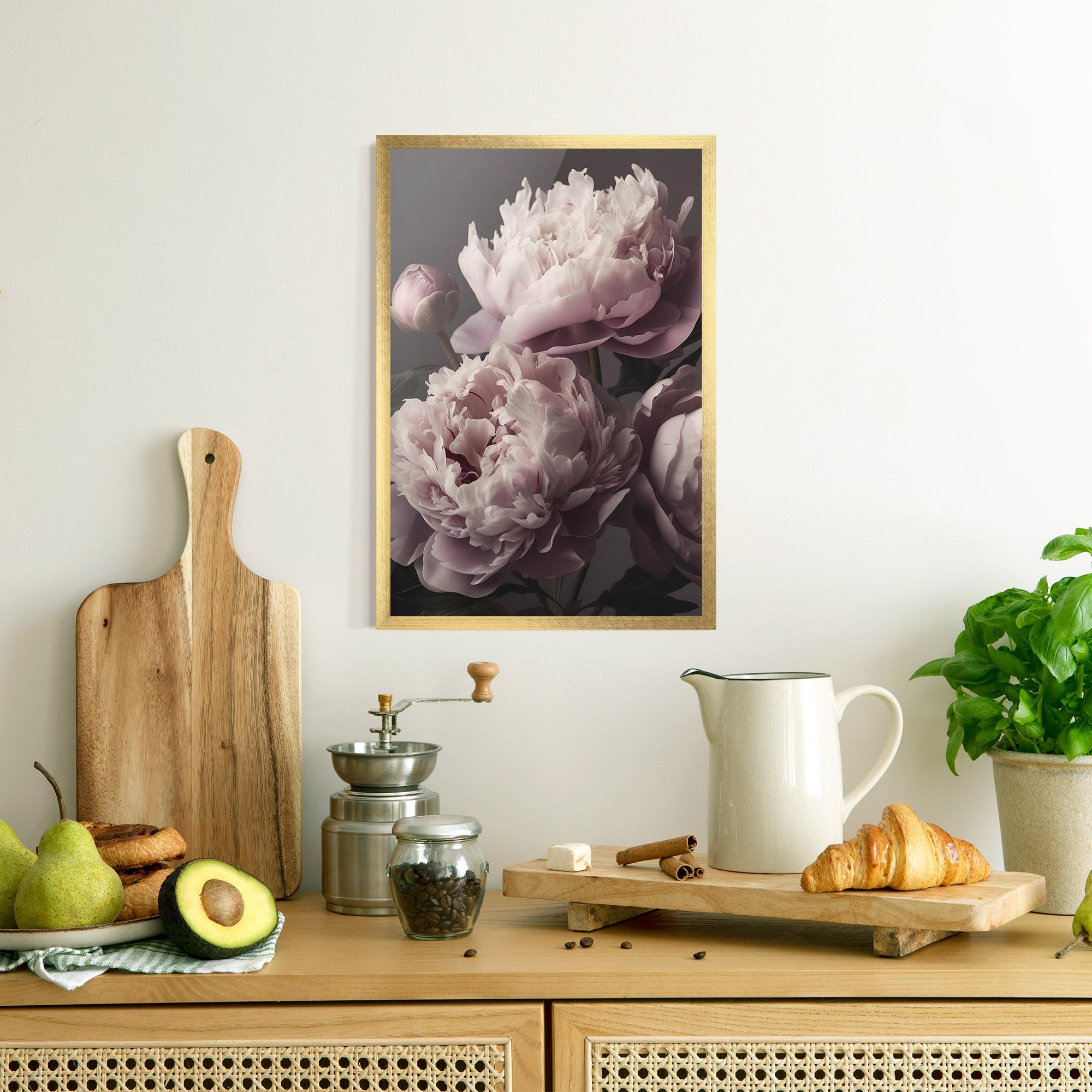 Plakat w Ramie Grey Pastel Pink Peony mockup 8