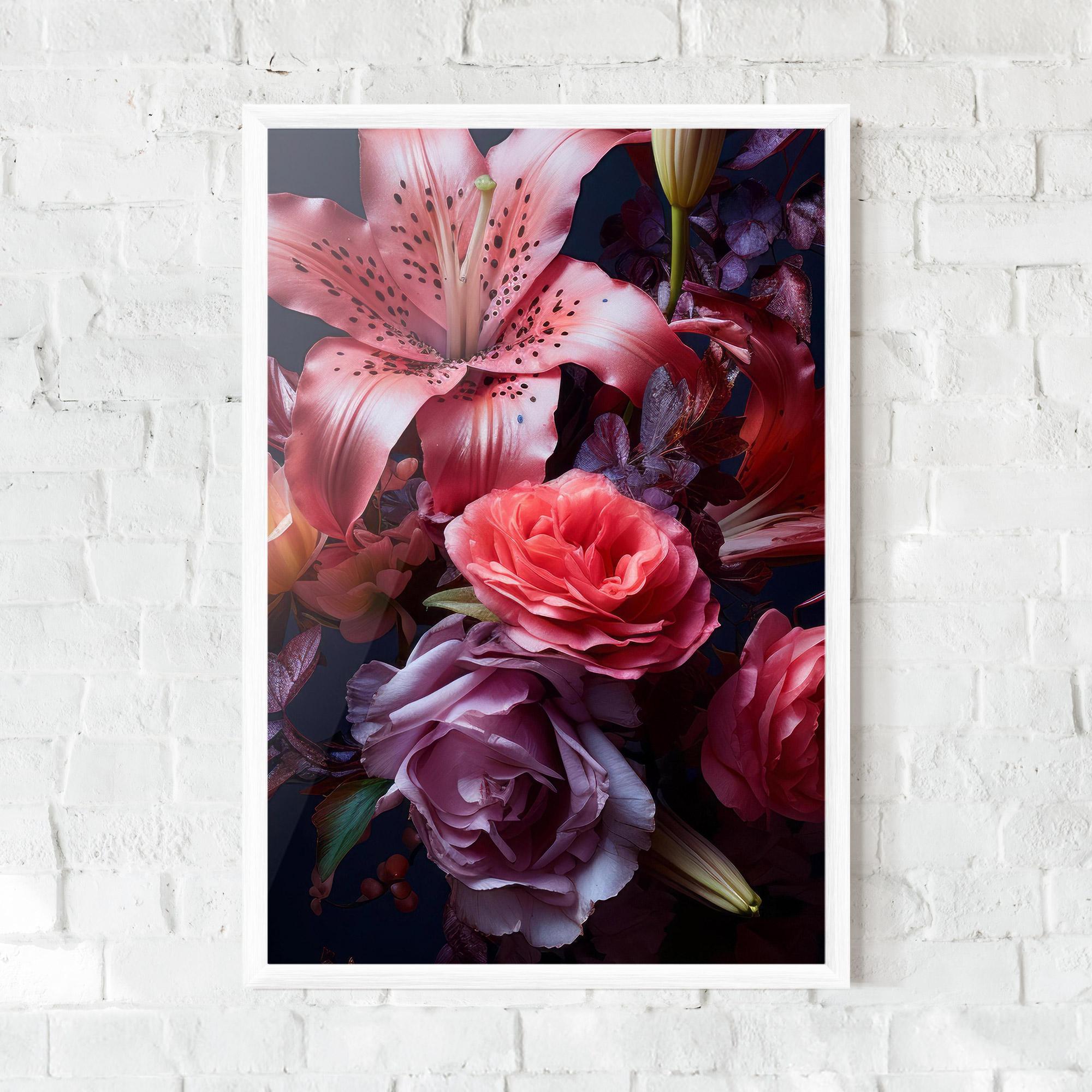 Plakat w Ramie Pink Lily Roses mockup 0