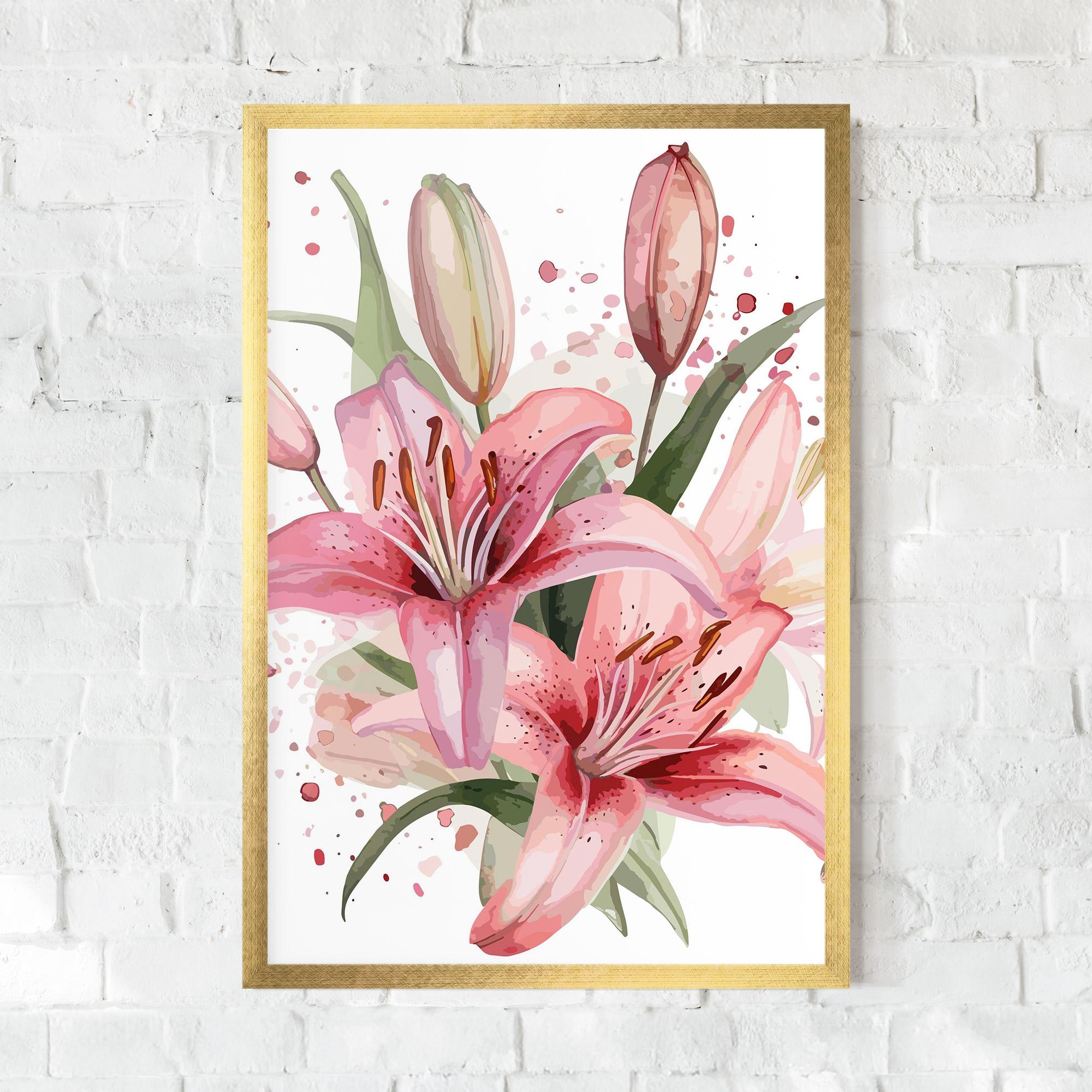 Plakat w Ramie Beautiful Pink Lily mockup 0