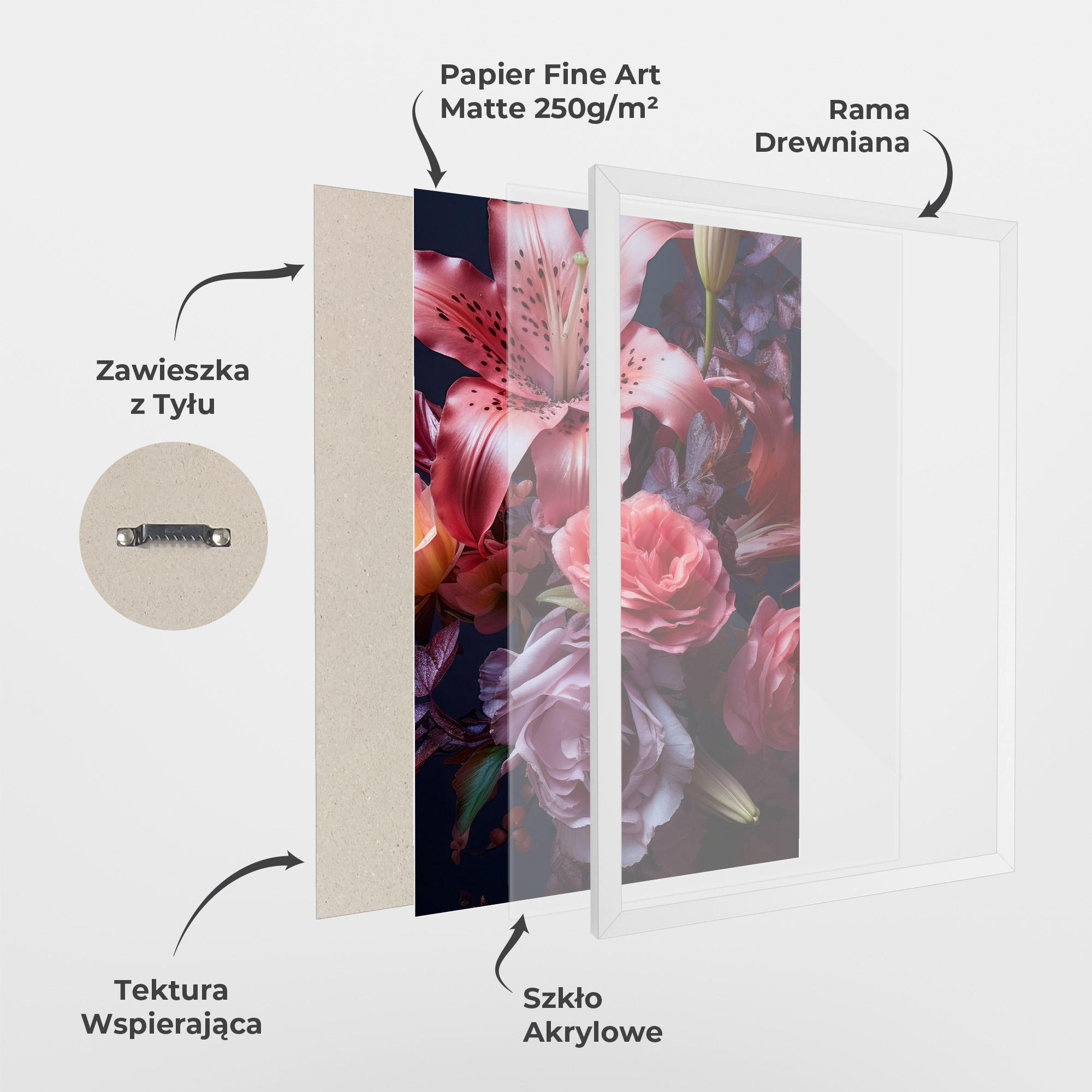 Plakat w Ramie Pink Lily Roses mockup 1