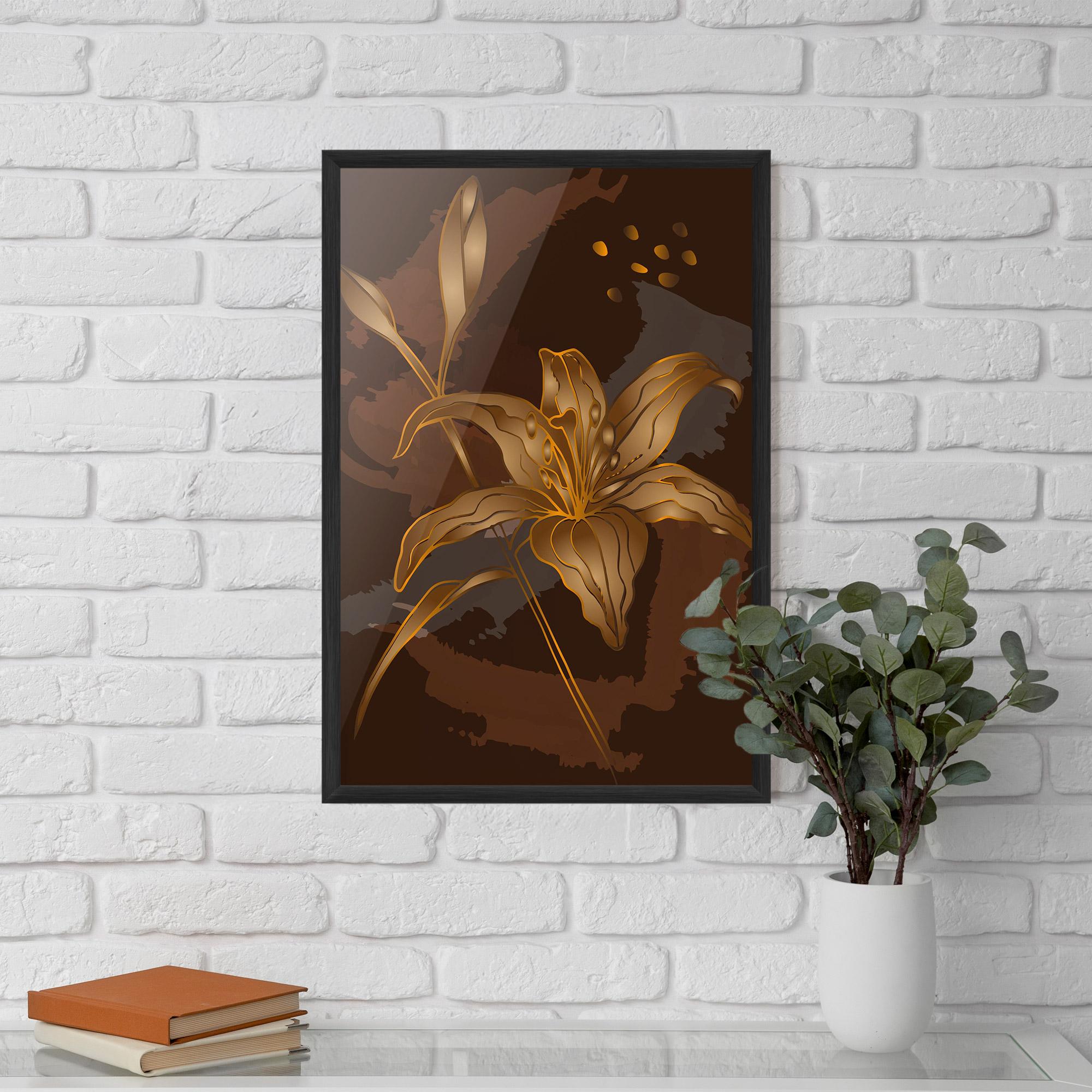 Plakat w Ramie Gold Brown Lily mockup 5