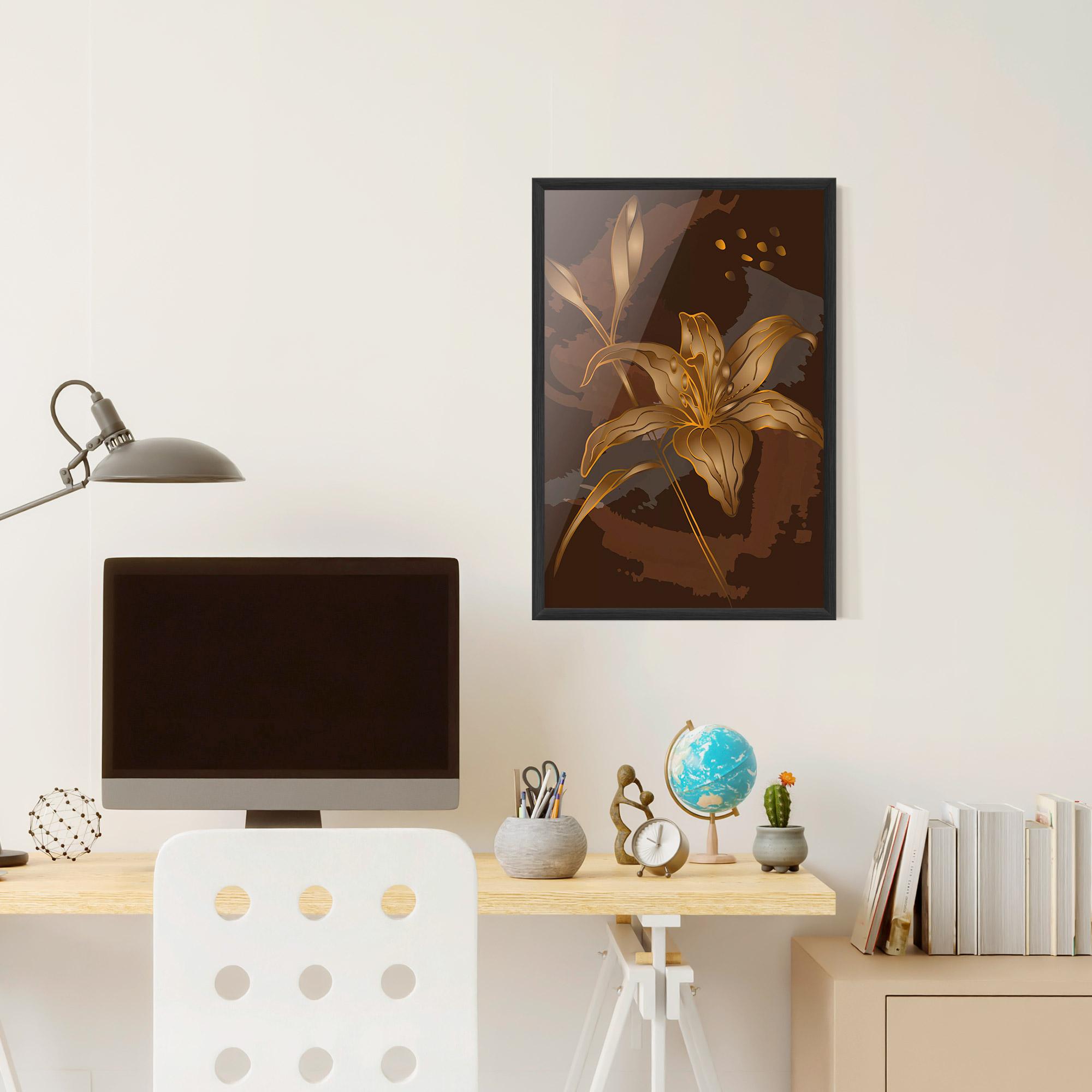 Plakat w Ramie Gold Brown Lily mockup 6
