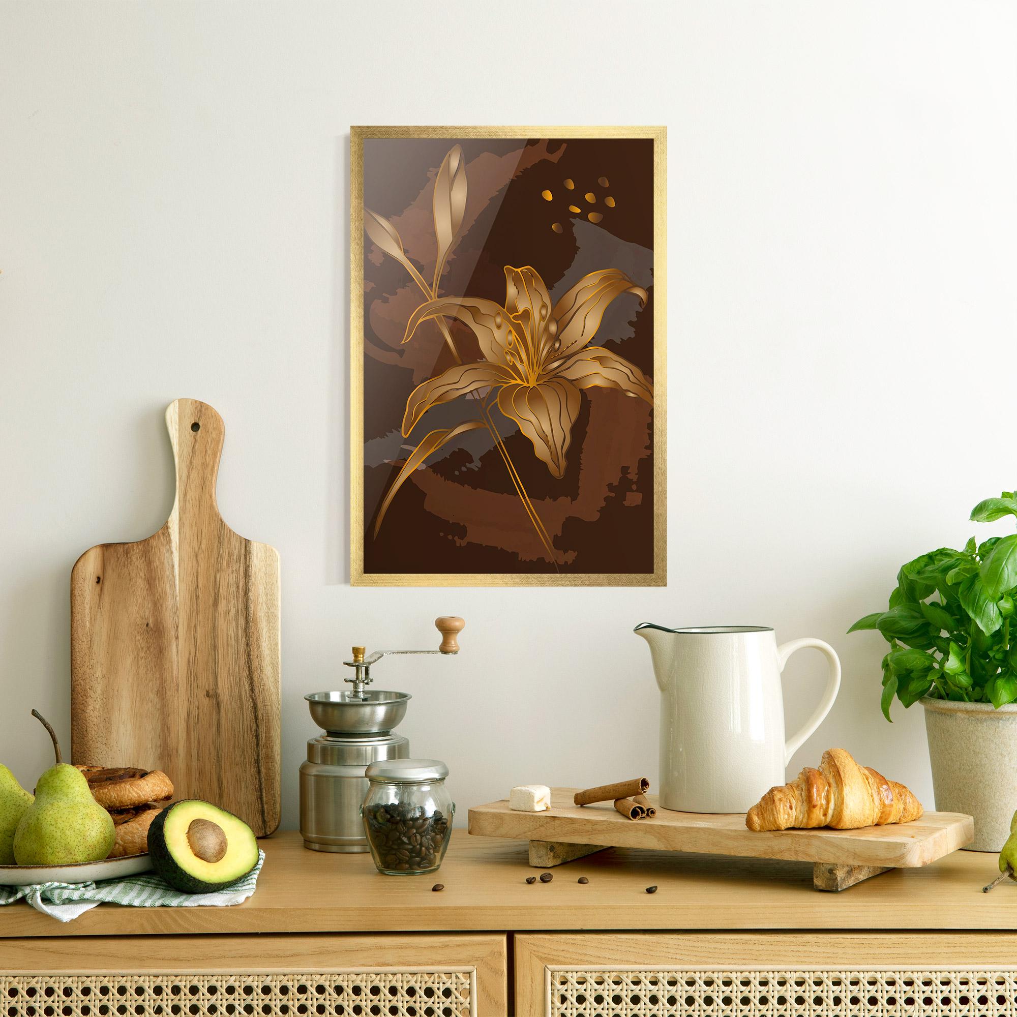 Plakat w Ramie Gold Brown Lily mockup 8