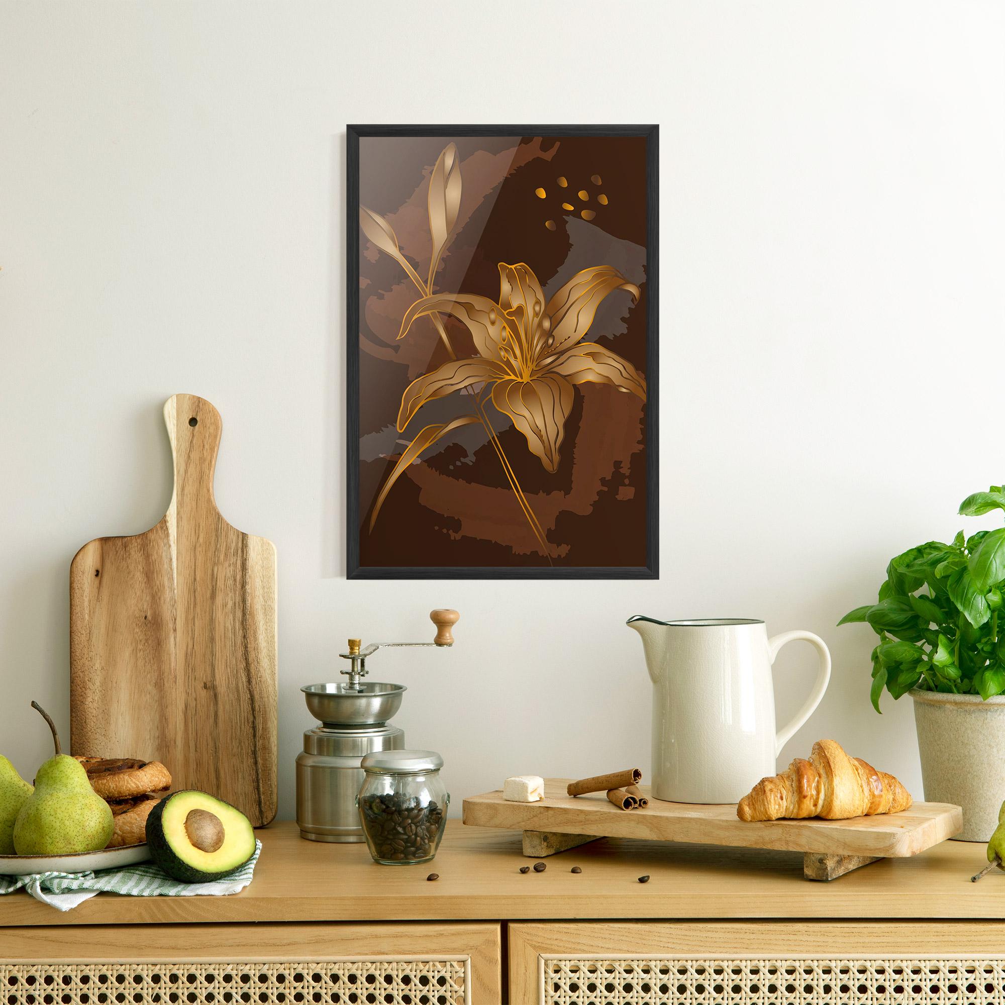 Plakat w Ramie Gold Brown Lily mockup 8