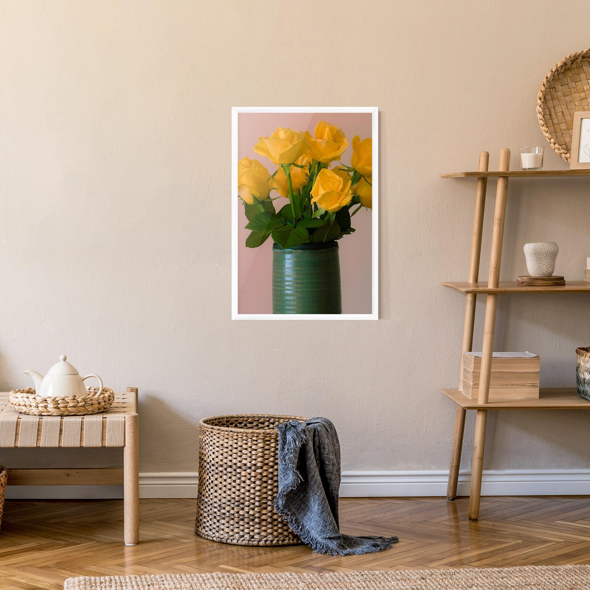Plakat w Ramie Yellow Roses Vase mockup 9