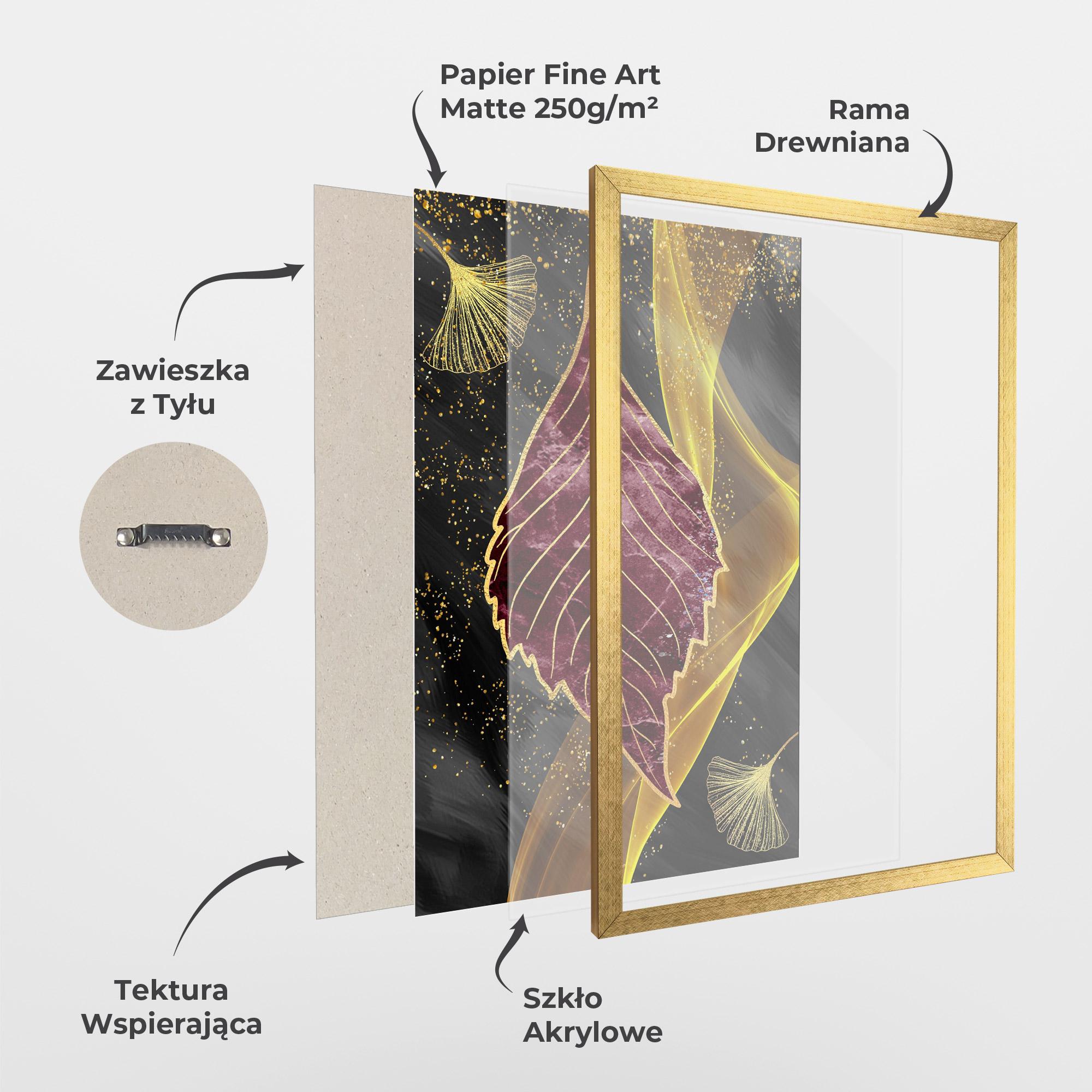 Plakat w Ramie Golden Leaves Red mockup 1