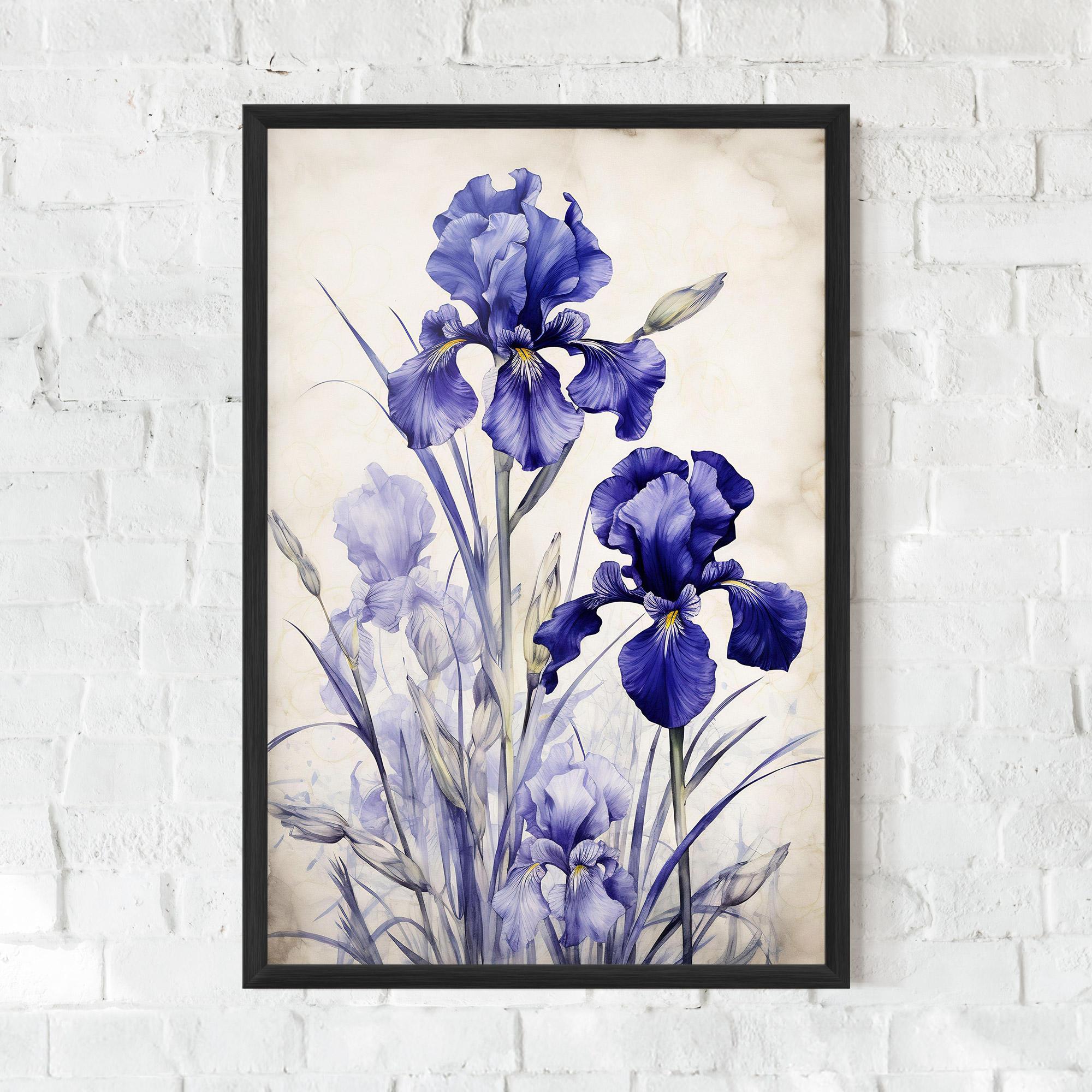Plakat w Ramie Irises Painting mockup 0
