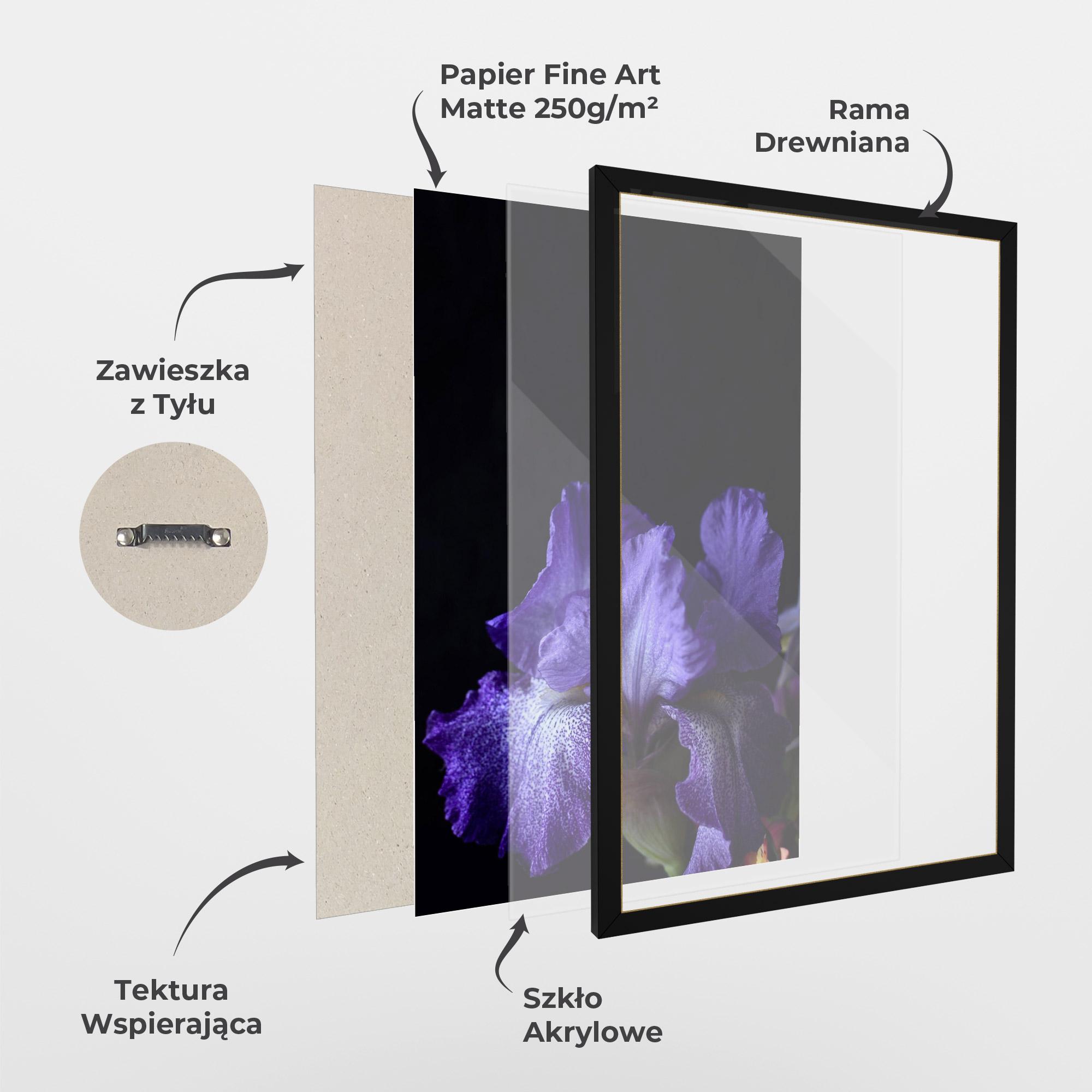 Plakat w Ramie Dark Purple Iris On Black mockup 1