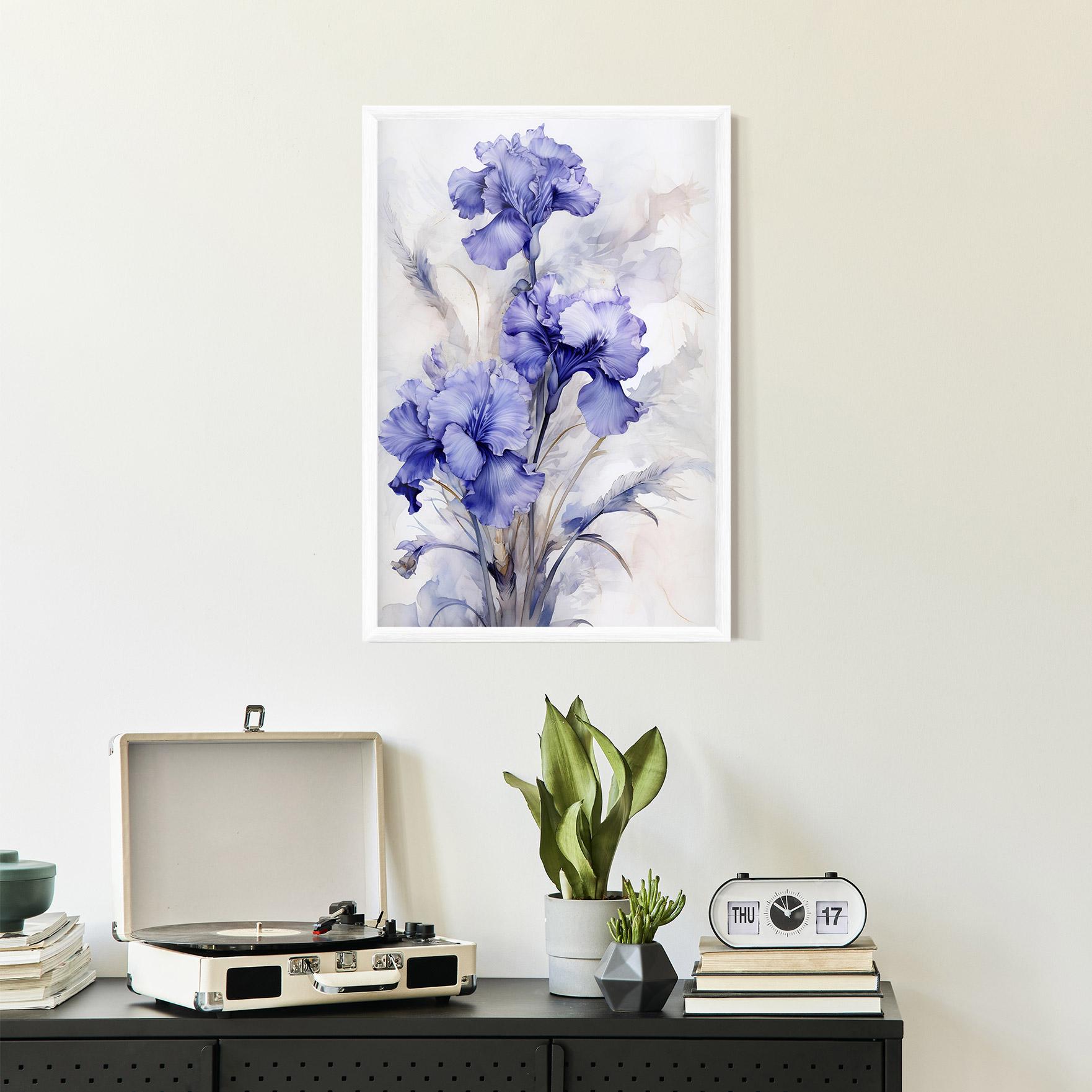 Plakat w Ramie Purple Iris Painting mockup 2