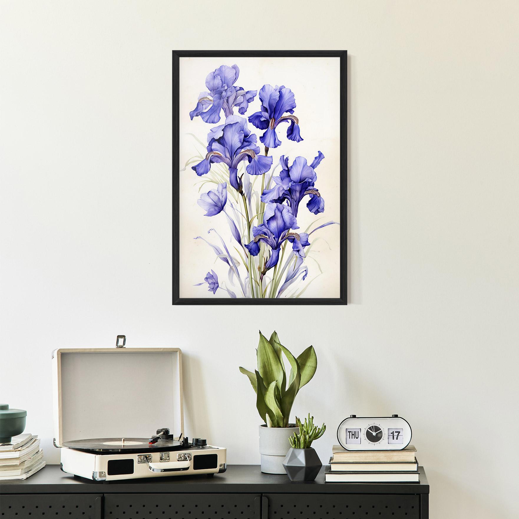 Plakat w Ramie Purple Iris On Cream mockup 2