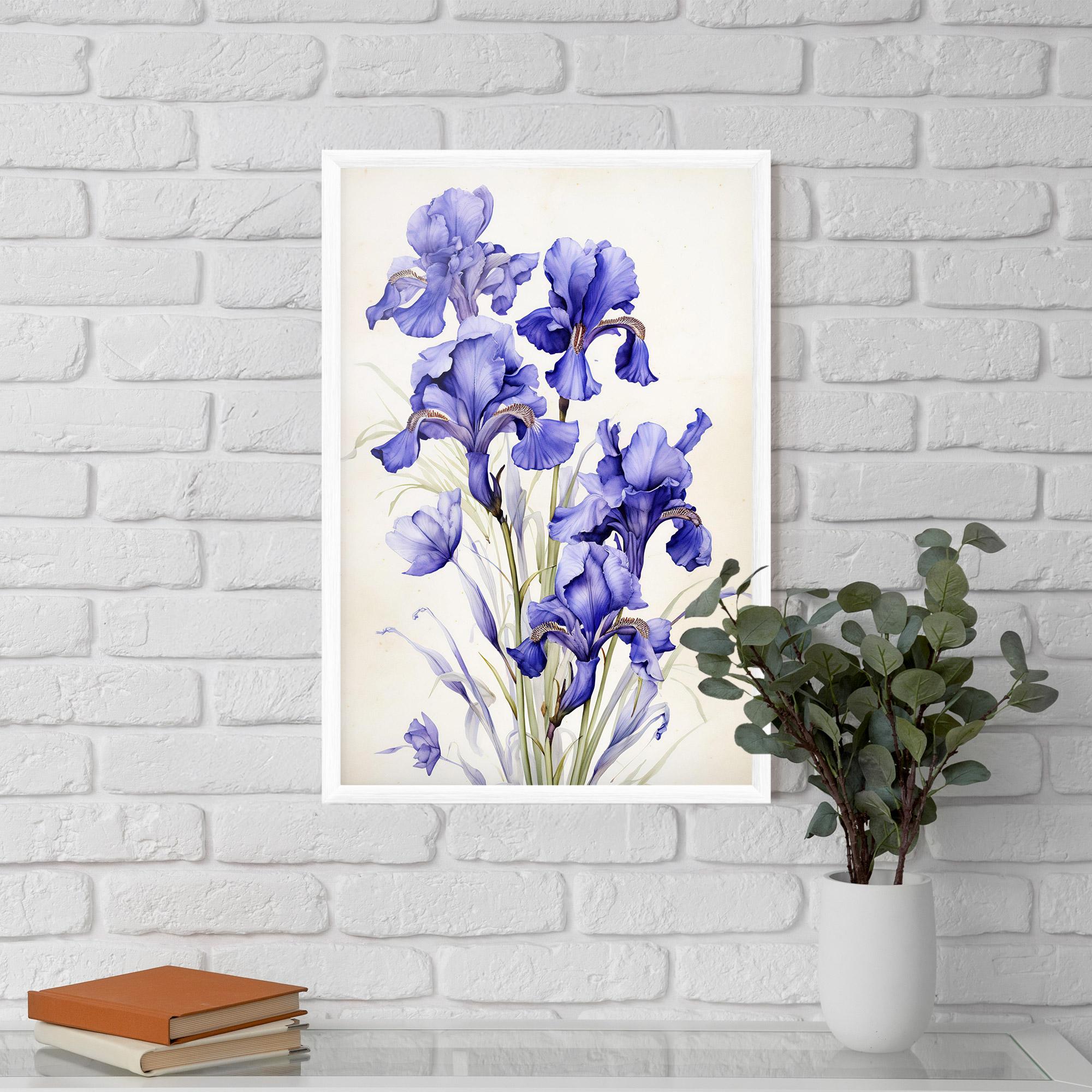 Plakat w Ramie Purple Iris On Cream mockup 5
