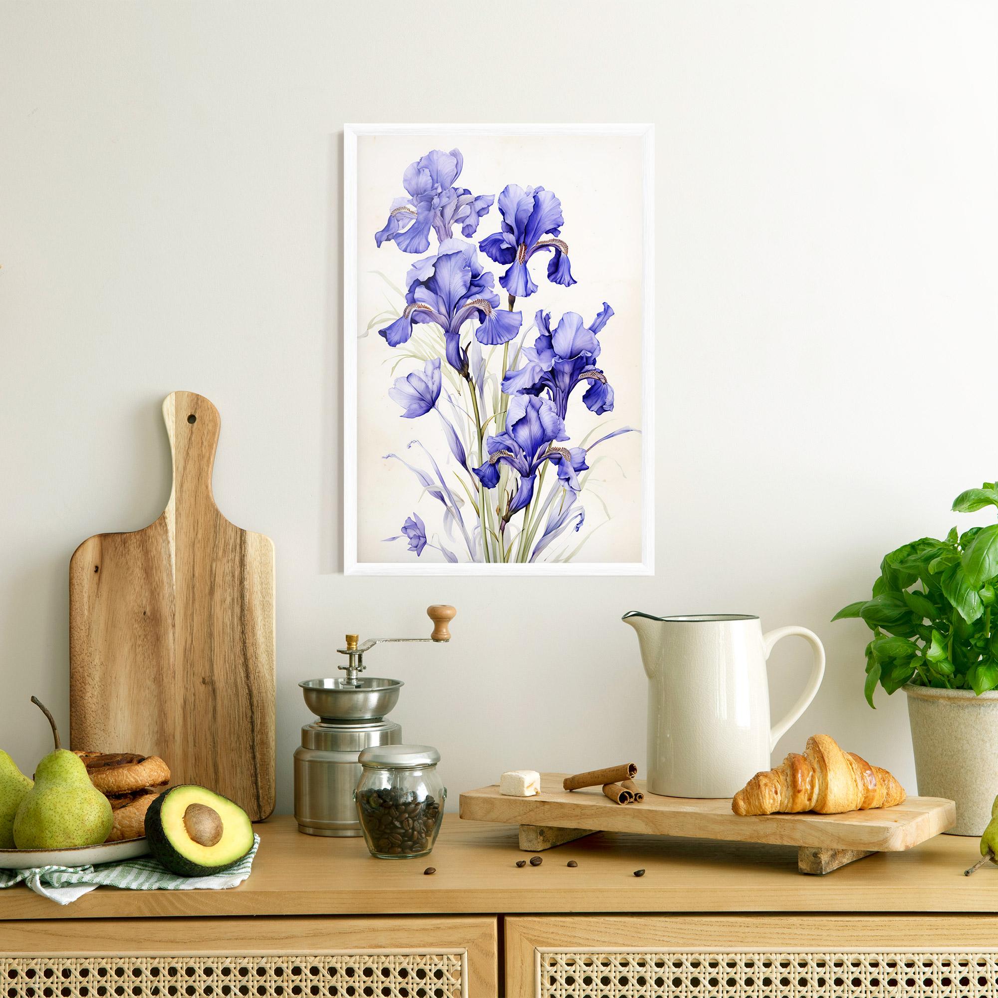 Plakat w Ramie Purple Iris On Cream mockup 8