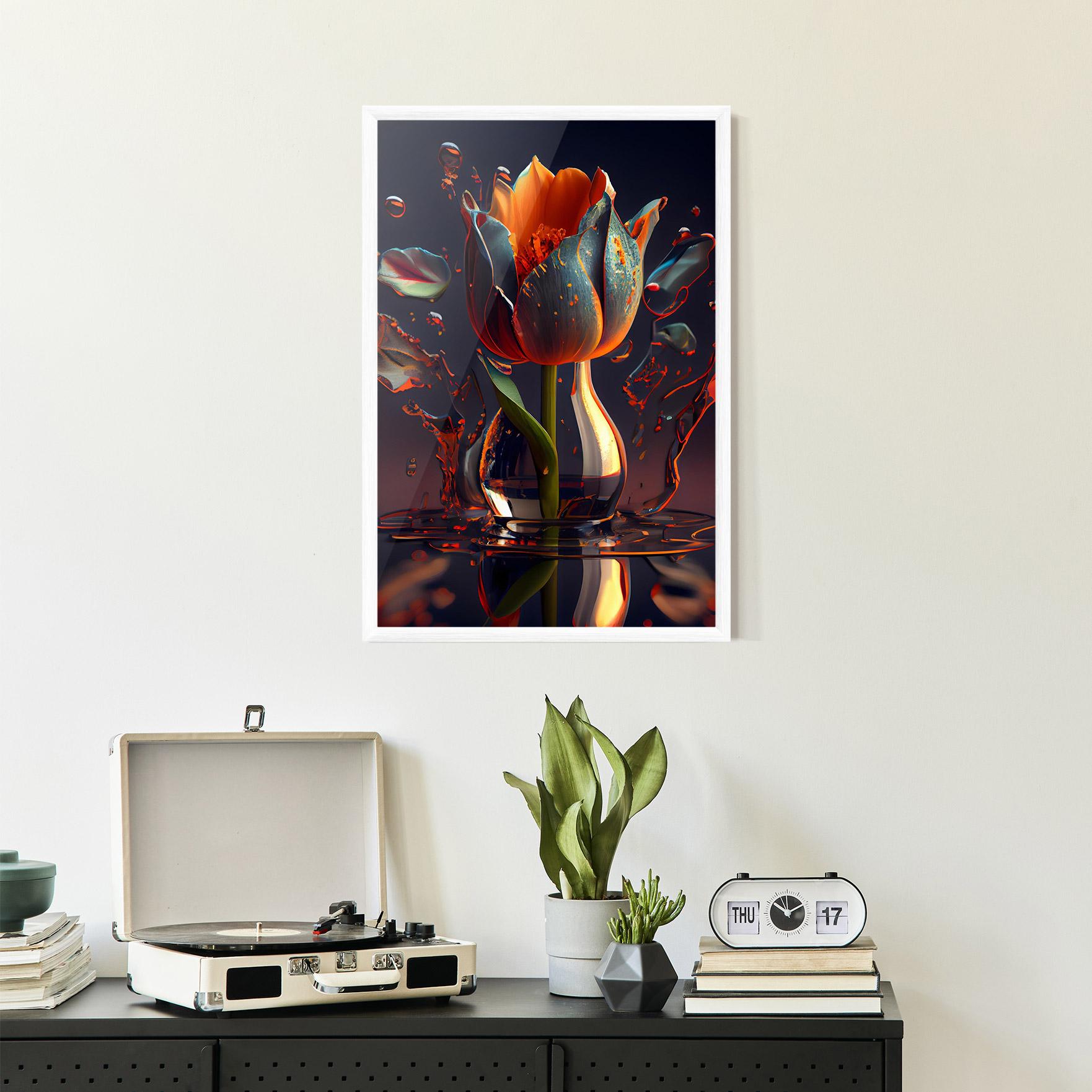Plakat w Ramie Black Tulip In Vase mockup 2