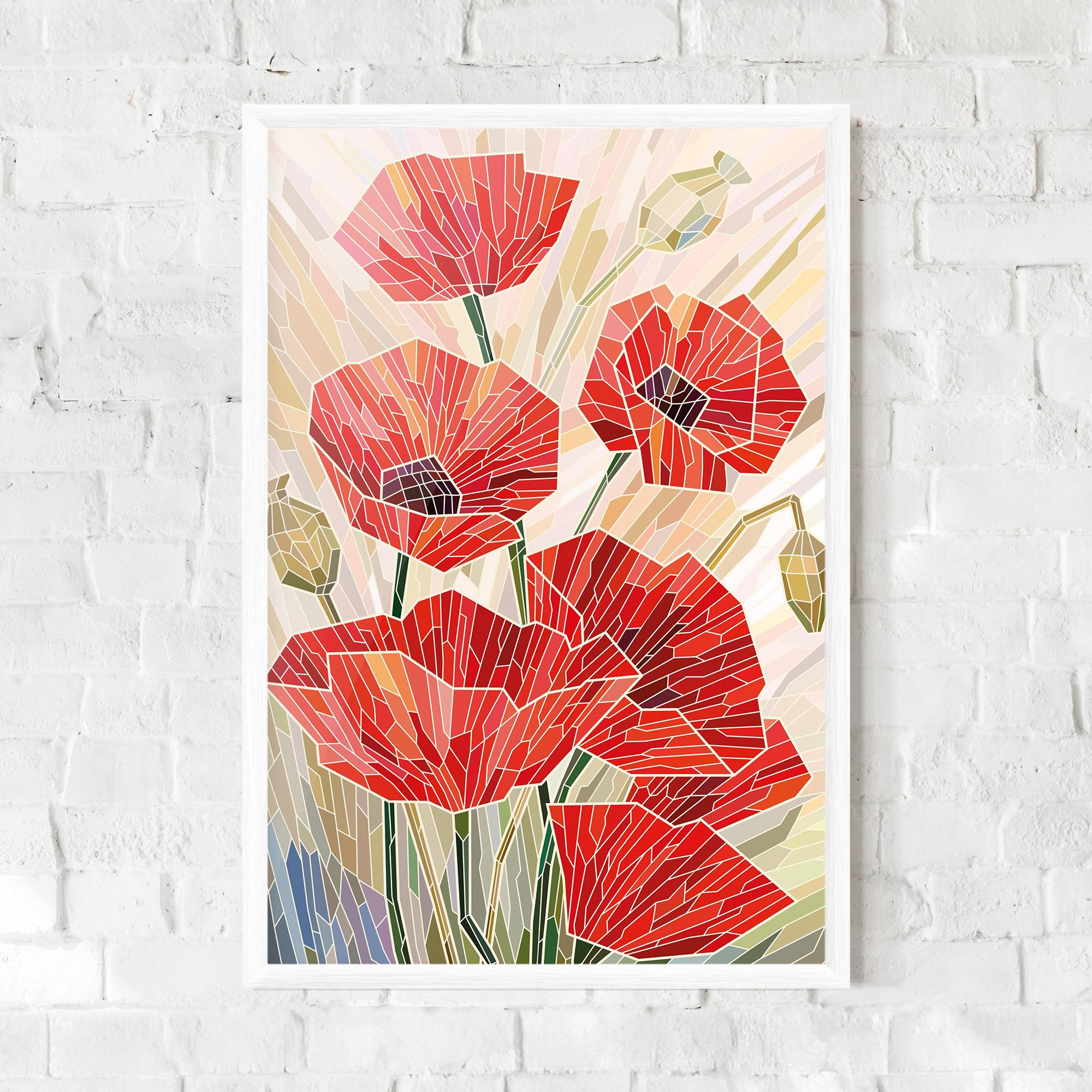 Plakat w Ramie Poppy Stained Glass mockup 0
