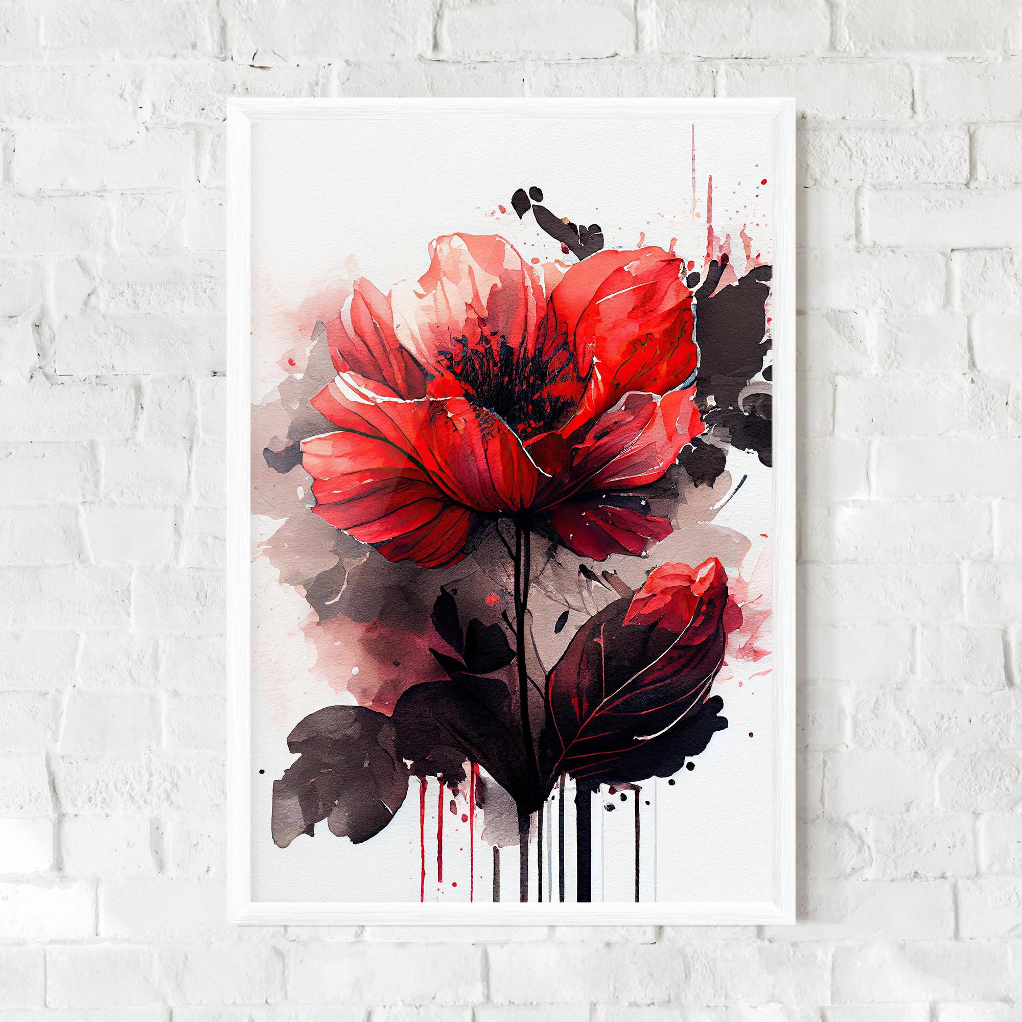 Plakat w Ramie Watercolor Poppy mockup 0
