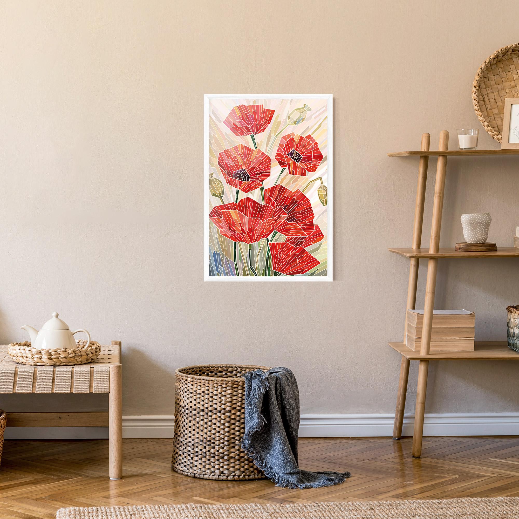 Plakat w Ramie Poppy Stained Glass mockup 9
