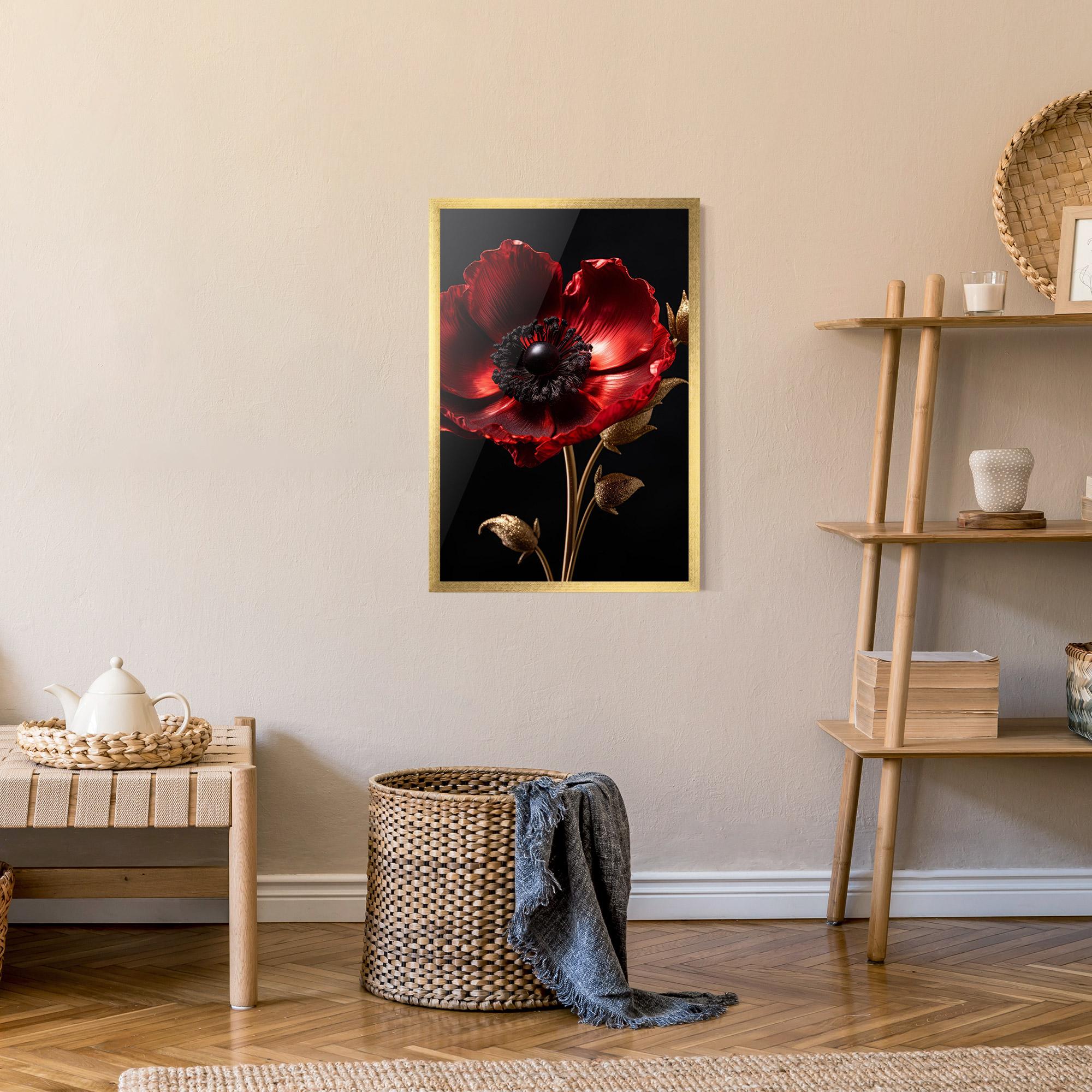 Plakat w Ramie Dark Red Poppy mockup 9
