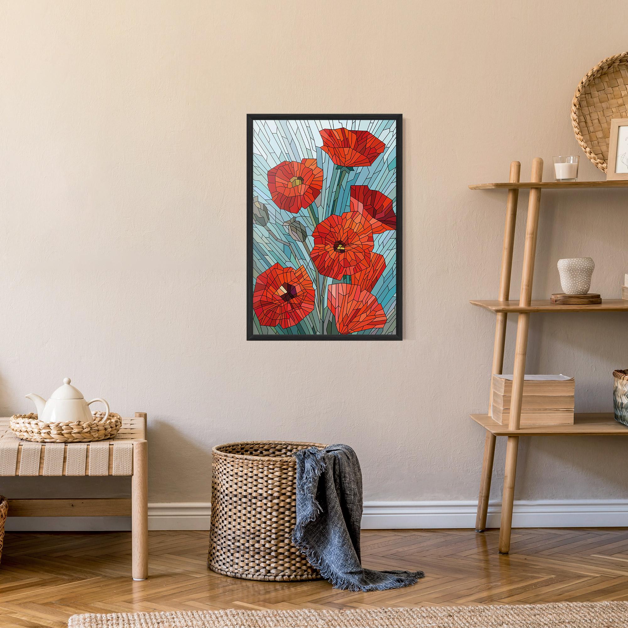 Plakat w Ramie Blue Glass Poppy mockup 9