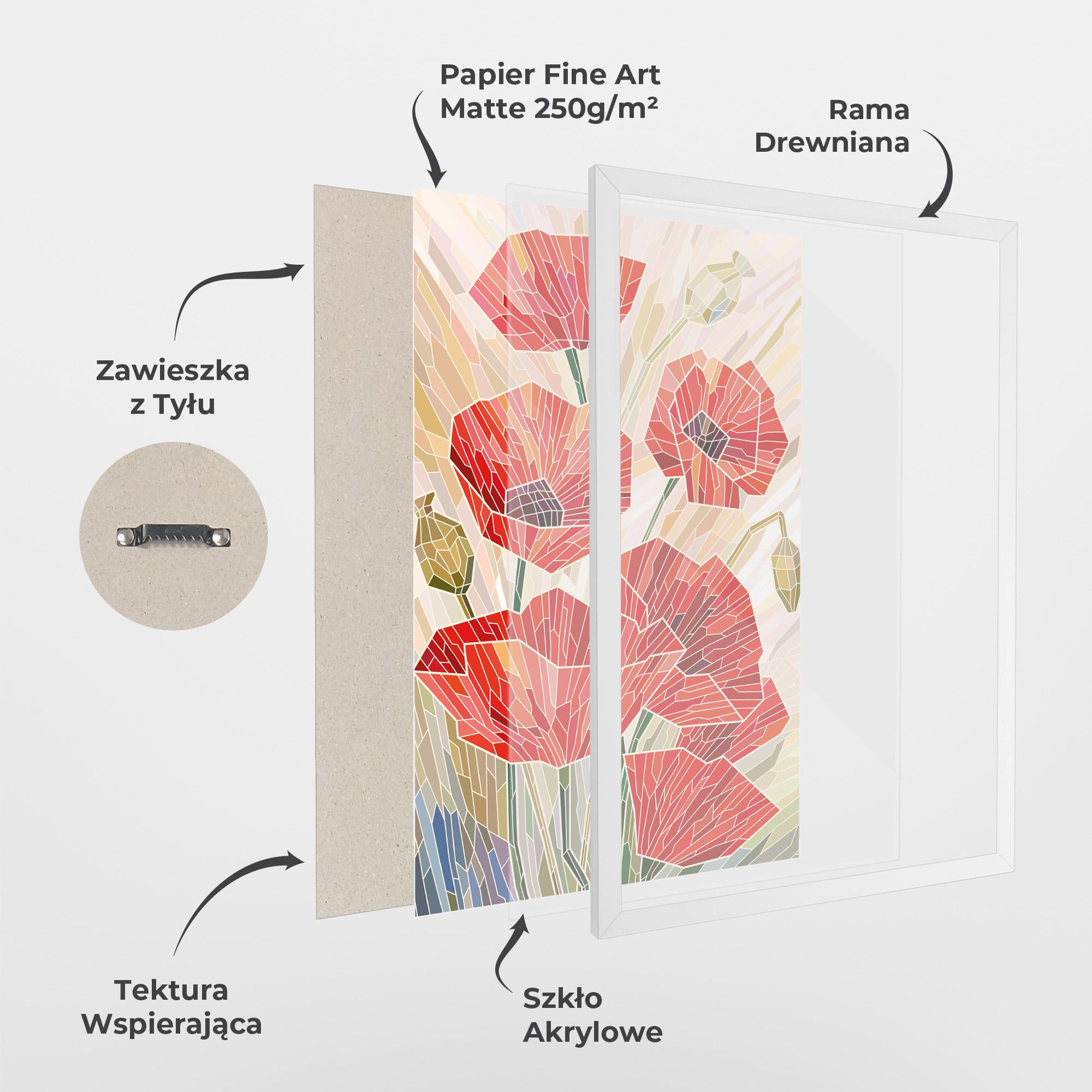 Plakat w Ramie Poppy Stained Glass mockup 1