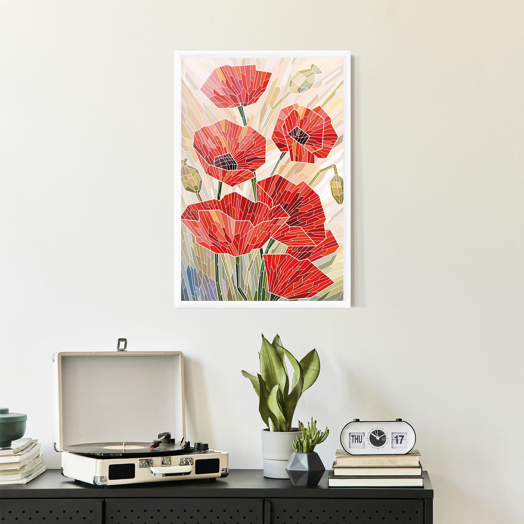 Plakat w Ramie Poppy Stained Glass mockup 2