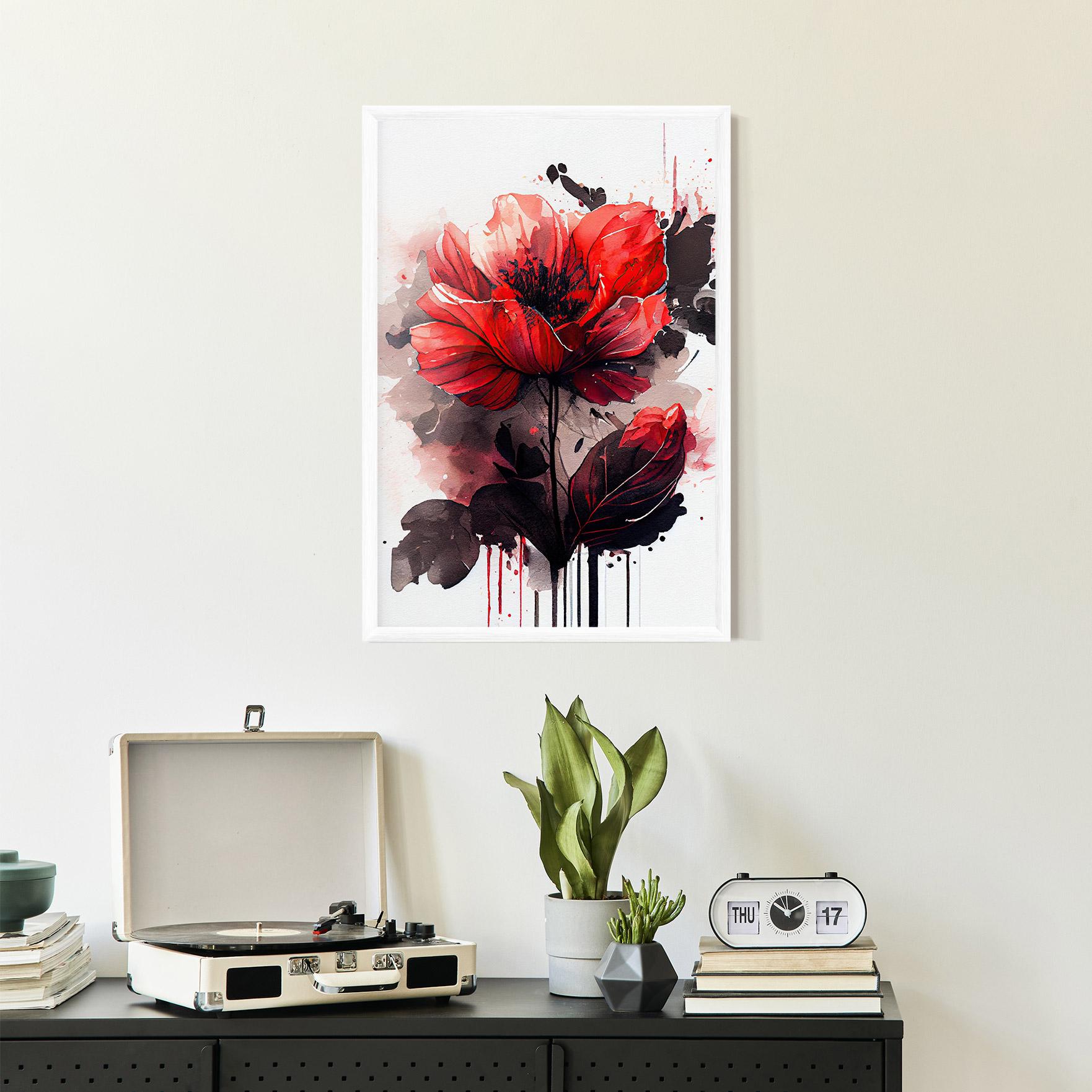 Plakat w Ramie Watercolor Poppy mockup 2