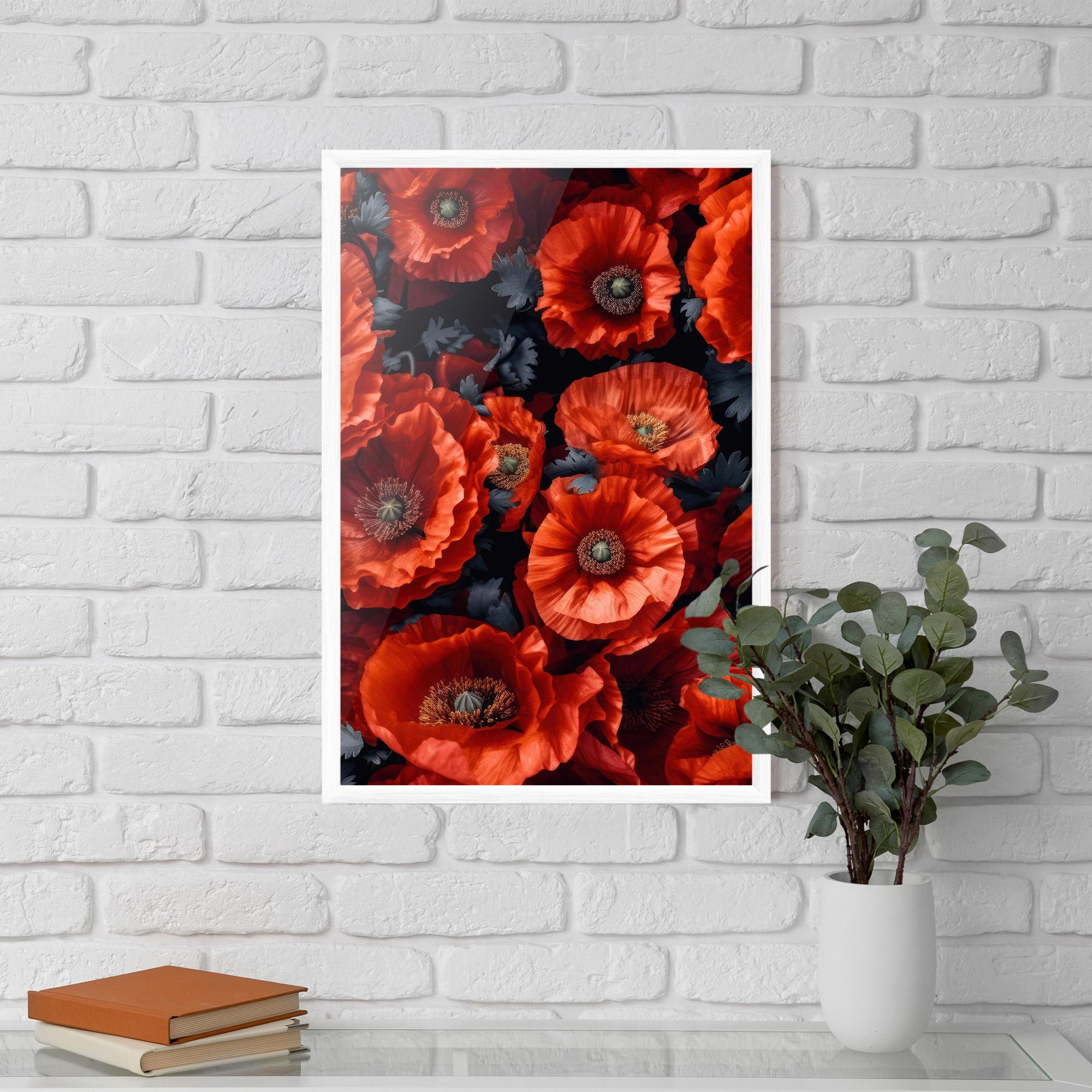 Plakat w Ramie Black Red Poppies mockup 5