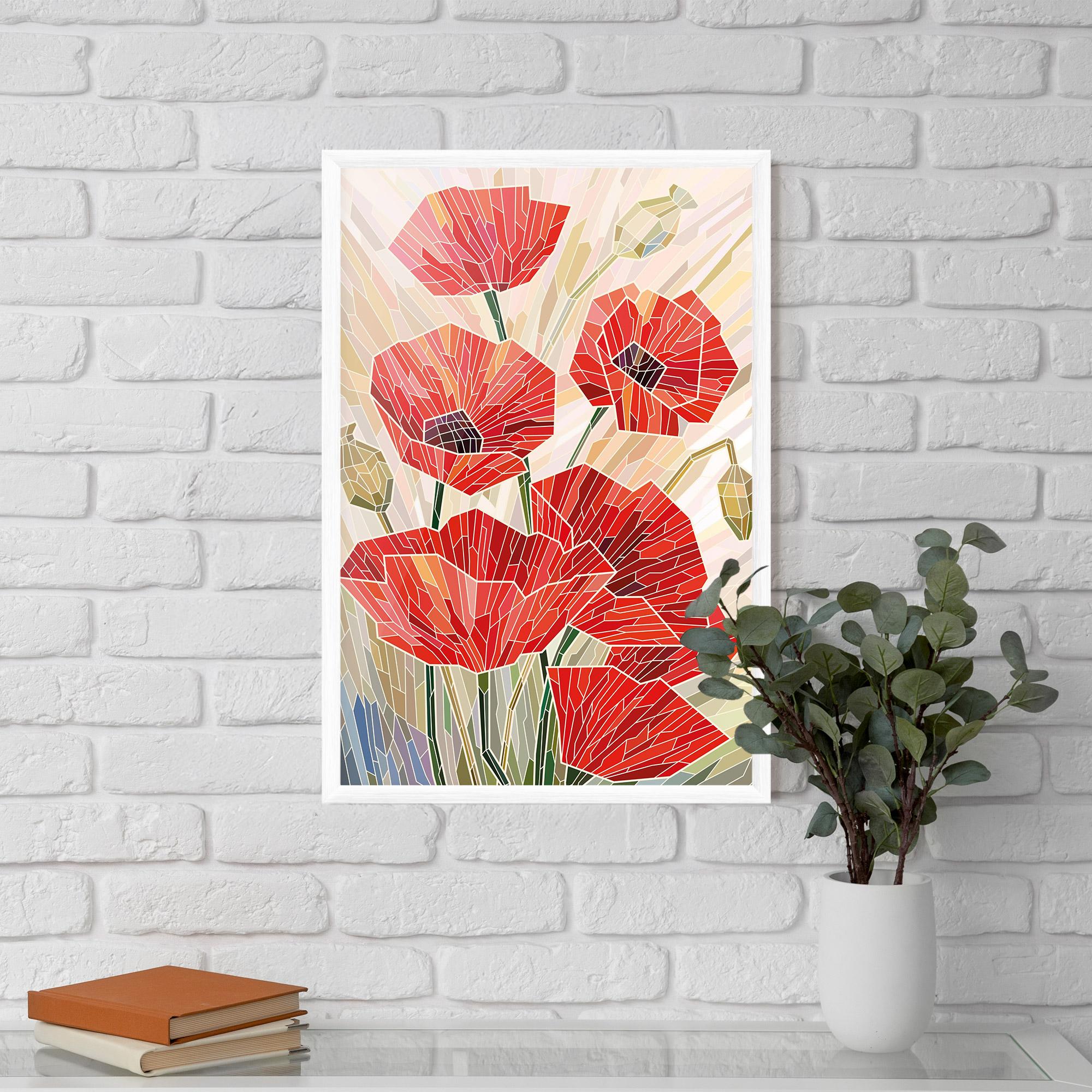 Plakat w Ramie Poppy Stained Glass mockup 5