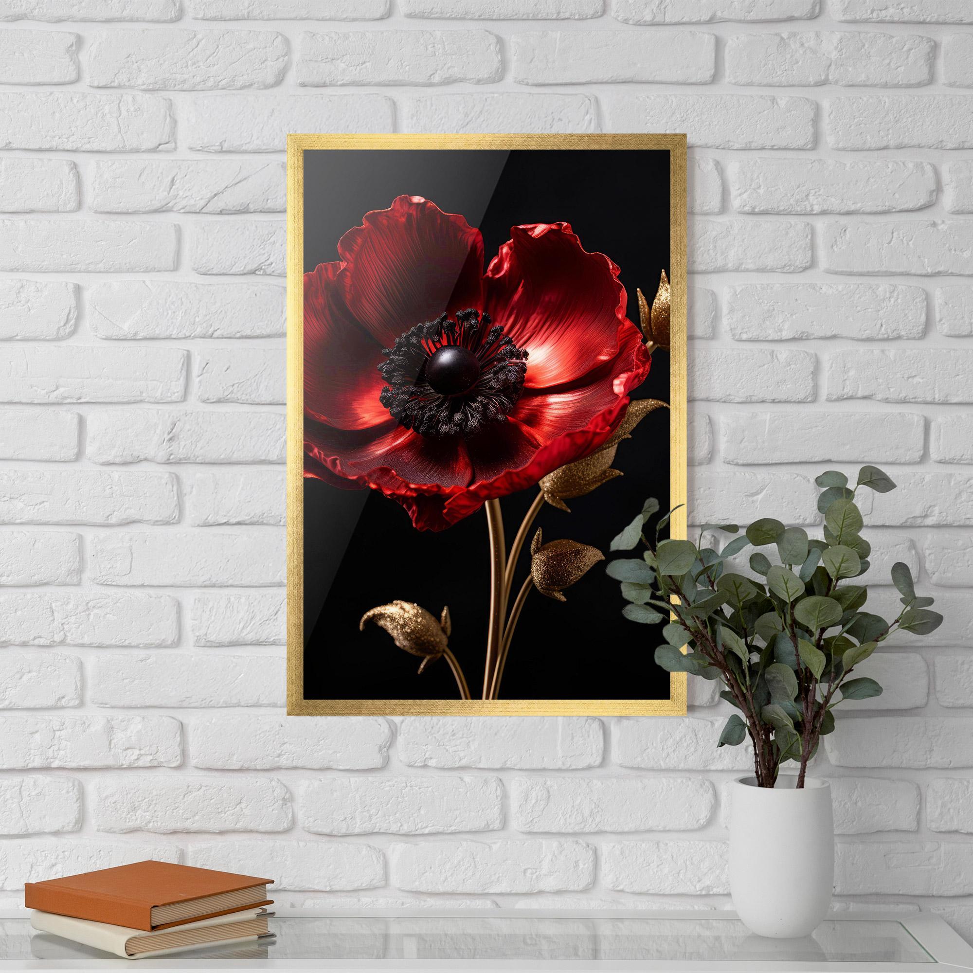 Plakat w Ramie Dark Red Poppy mockup 5