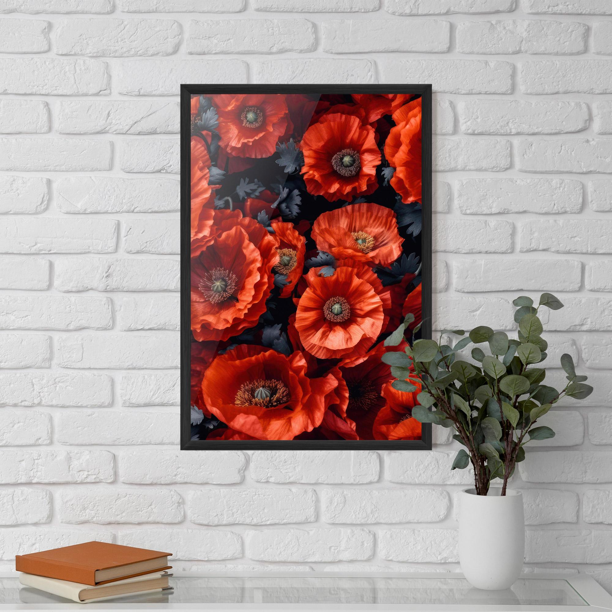 Plakat w Ramie Black Red Poppies mockup 5