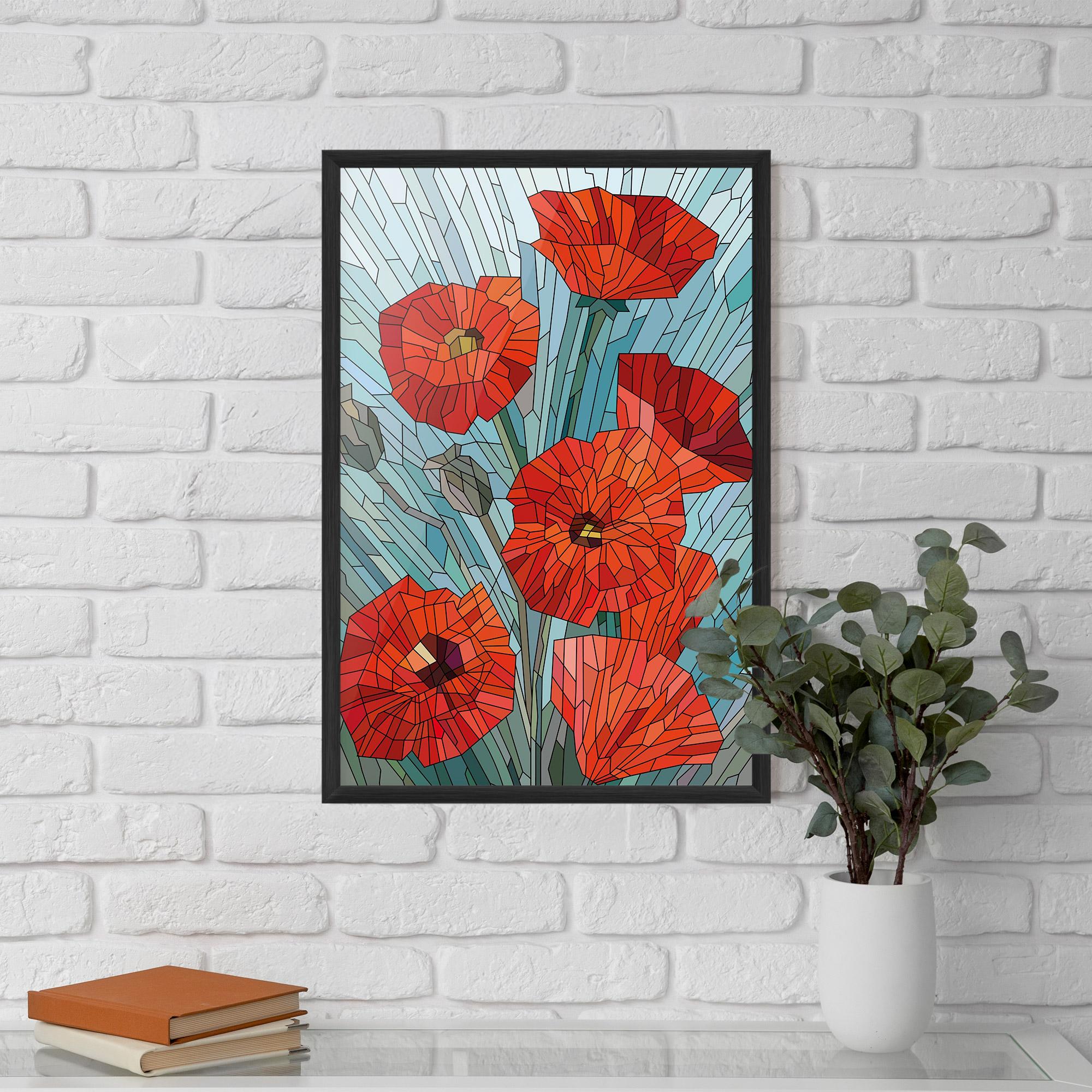 Plakat w Ramie Blue Glass Poppy mockup 5
