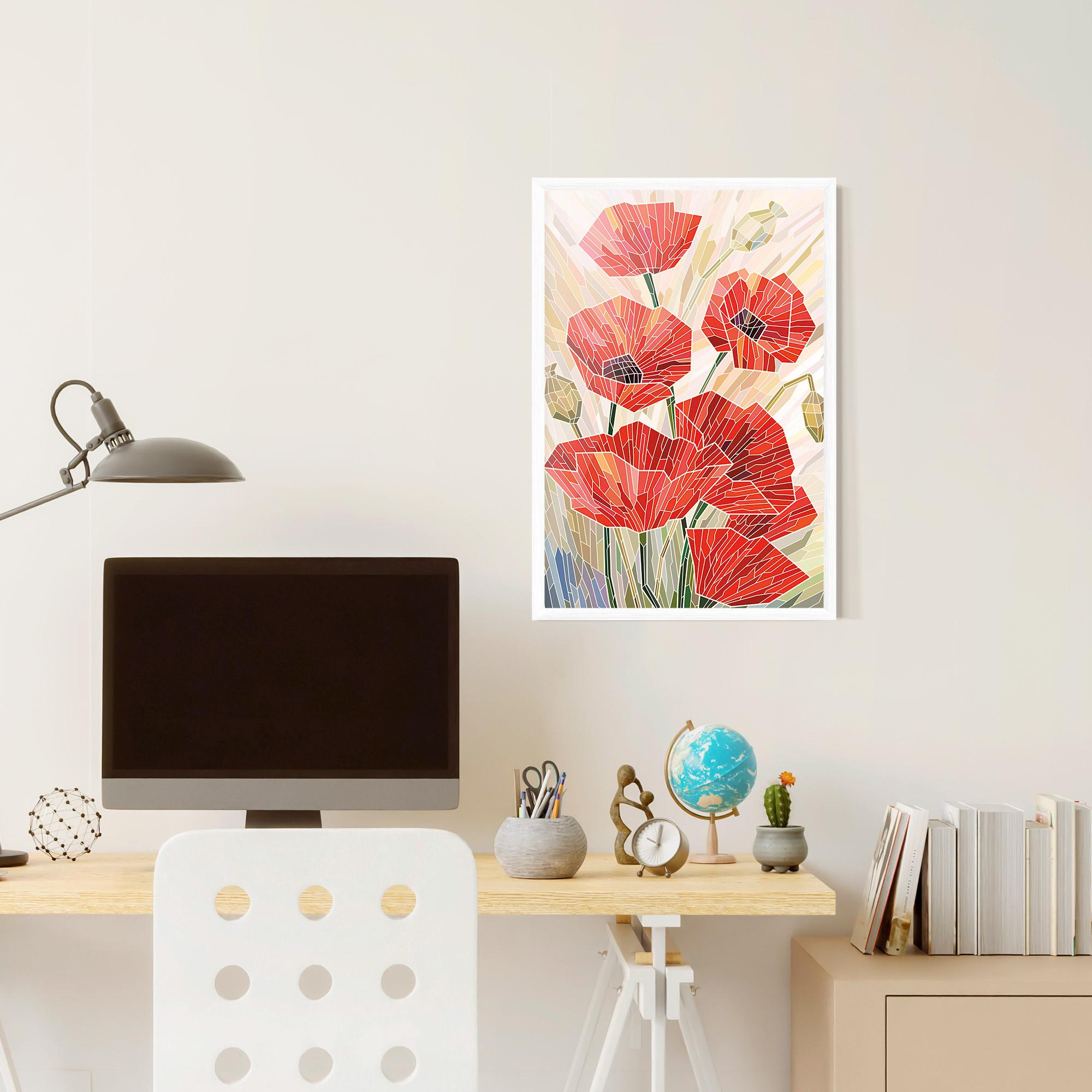 Plakat w Ramie Poppy Stained Glass mockup 6