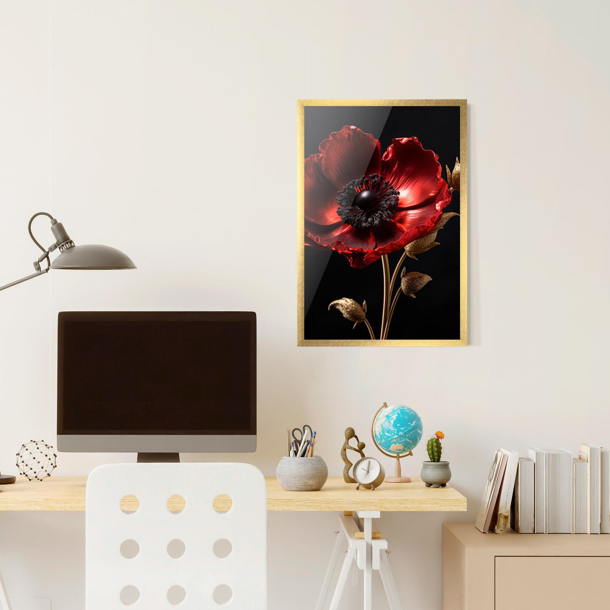Plakat w Ramie Dark Red Poppy mockup 6