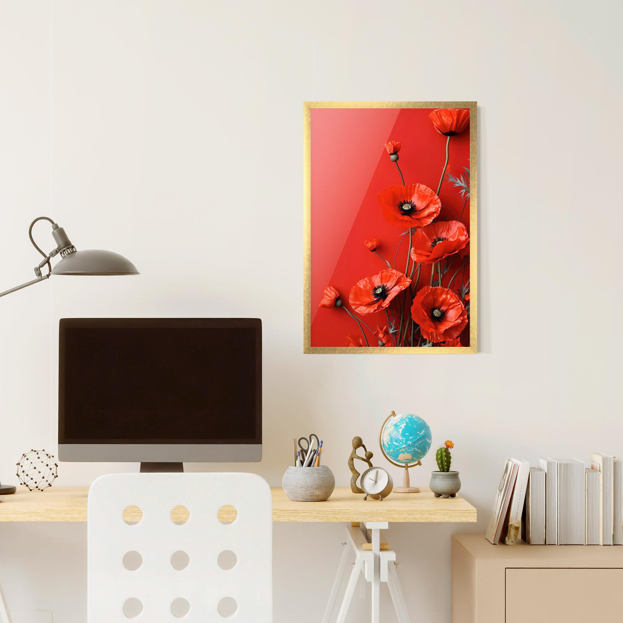 Plakat w Ramie Poppies On The Table mockup 6