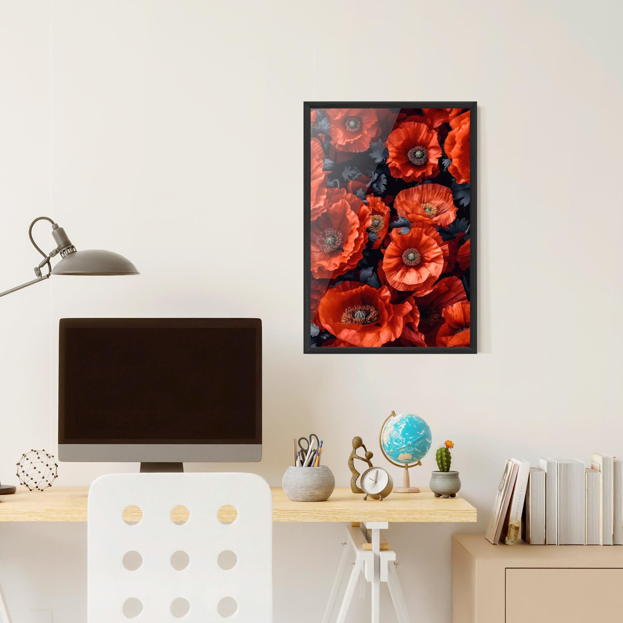 Plakat w Ramie Black Red Poppies mockup 6