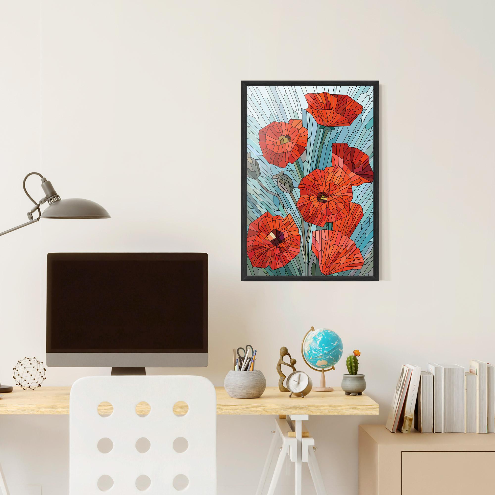 Plakat w Ramie Blue Glass Poppy mockup 6