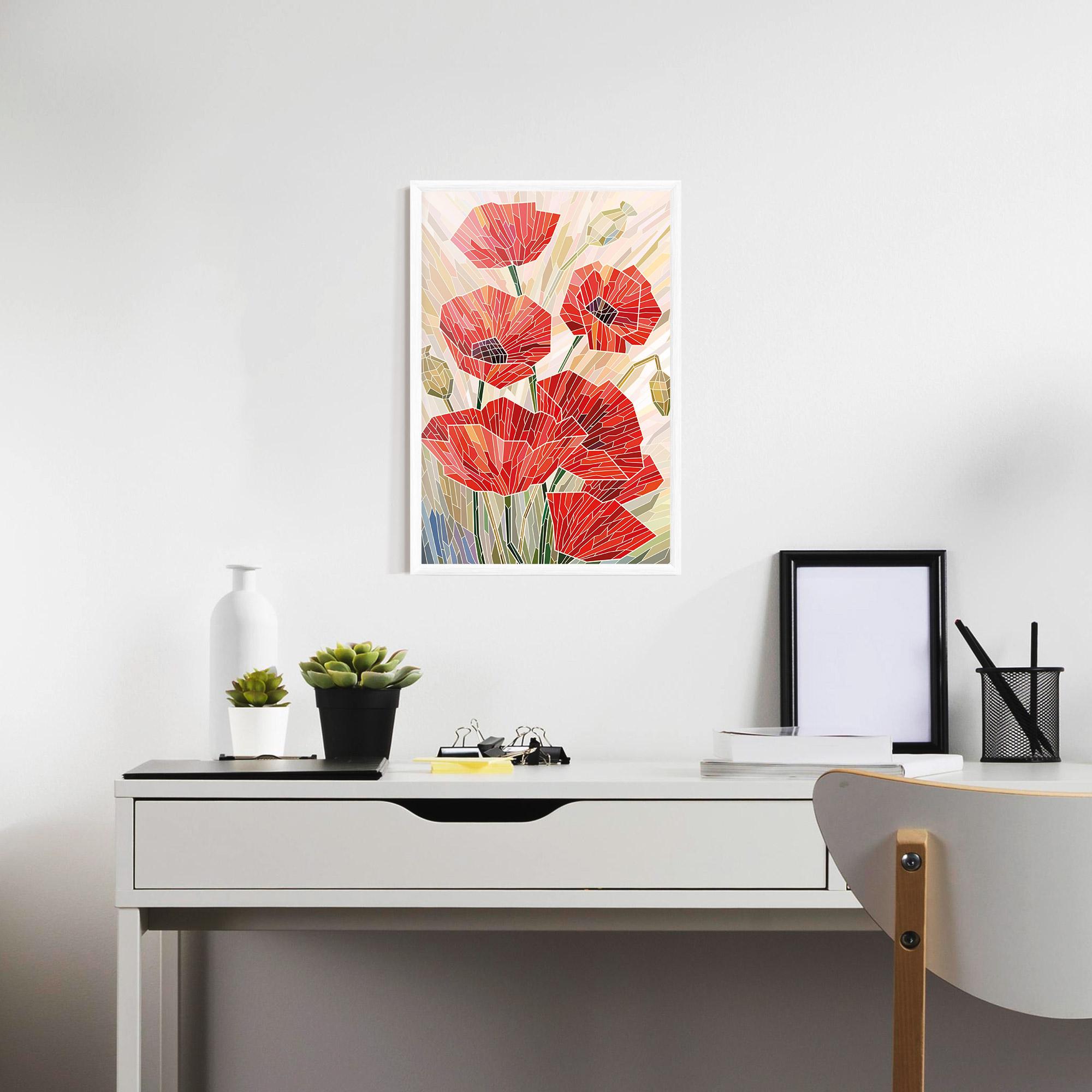 Plakat w Ramie Poppy Stained Glass mockup 7
