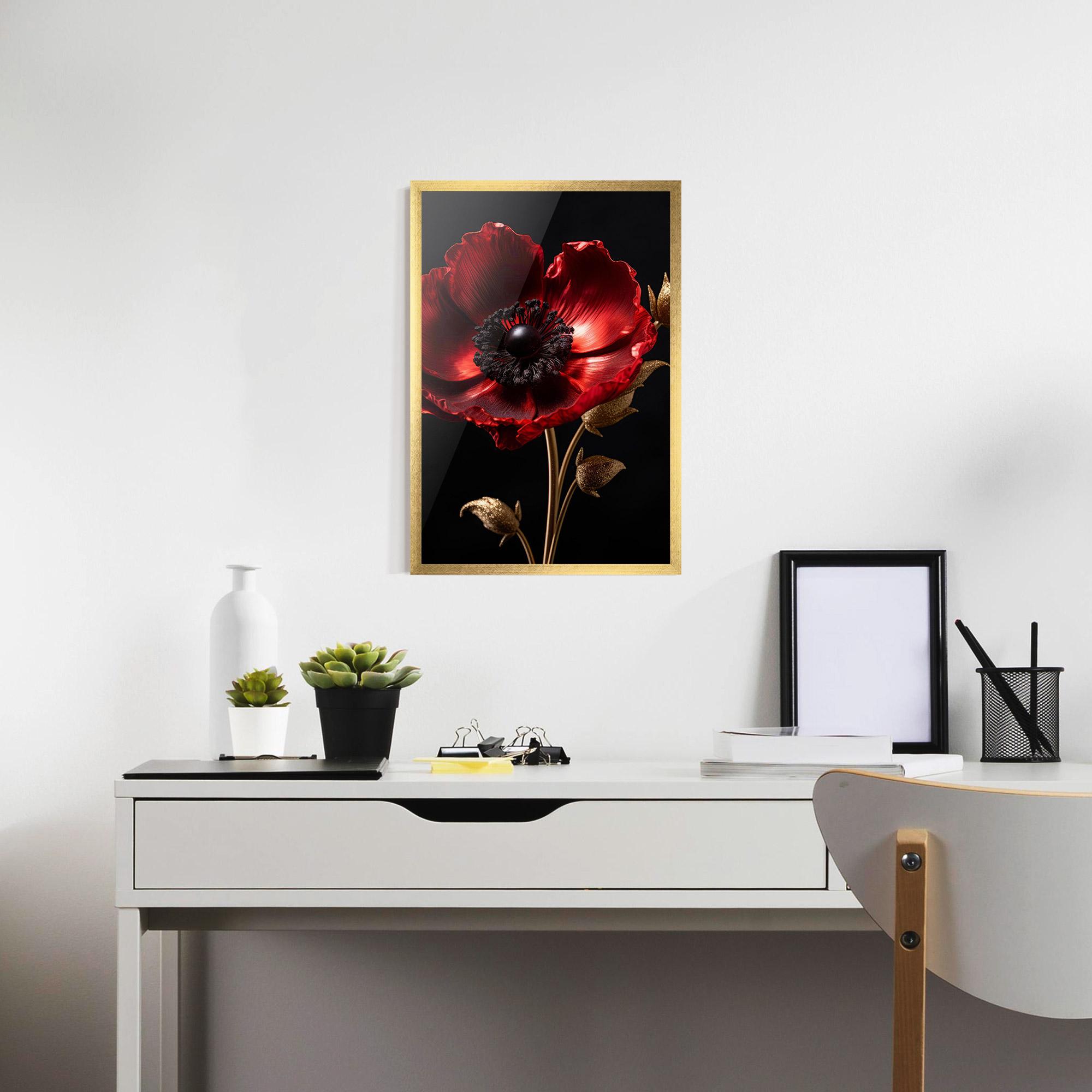 Plakat w Ramie Dark Red Poppy mockup 7