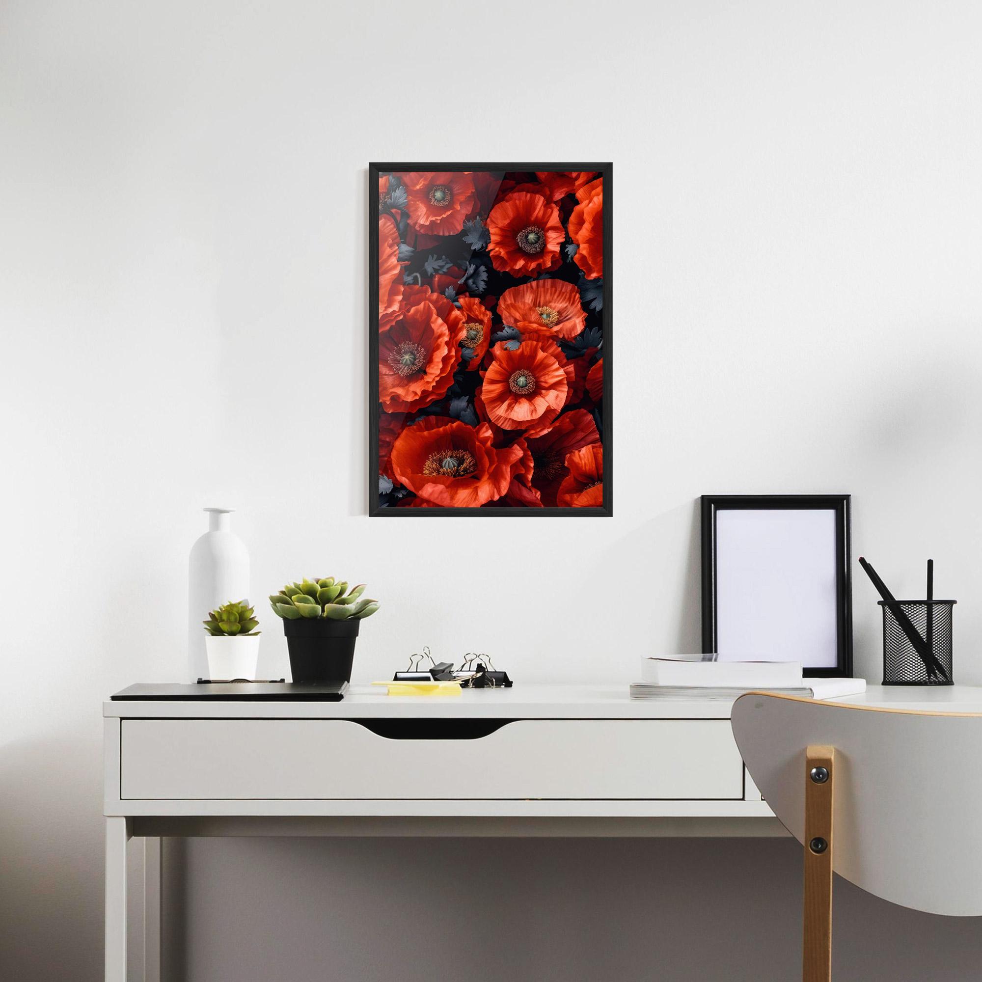 Plakat w Ramie Black Red Poppies mockup 7