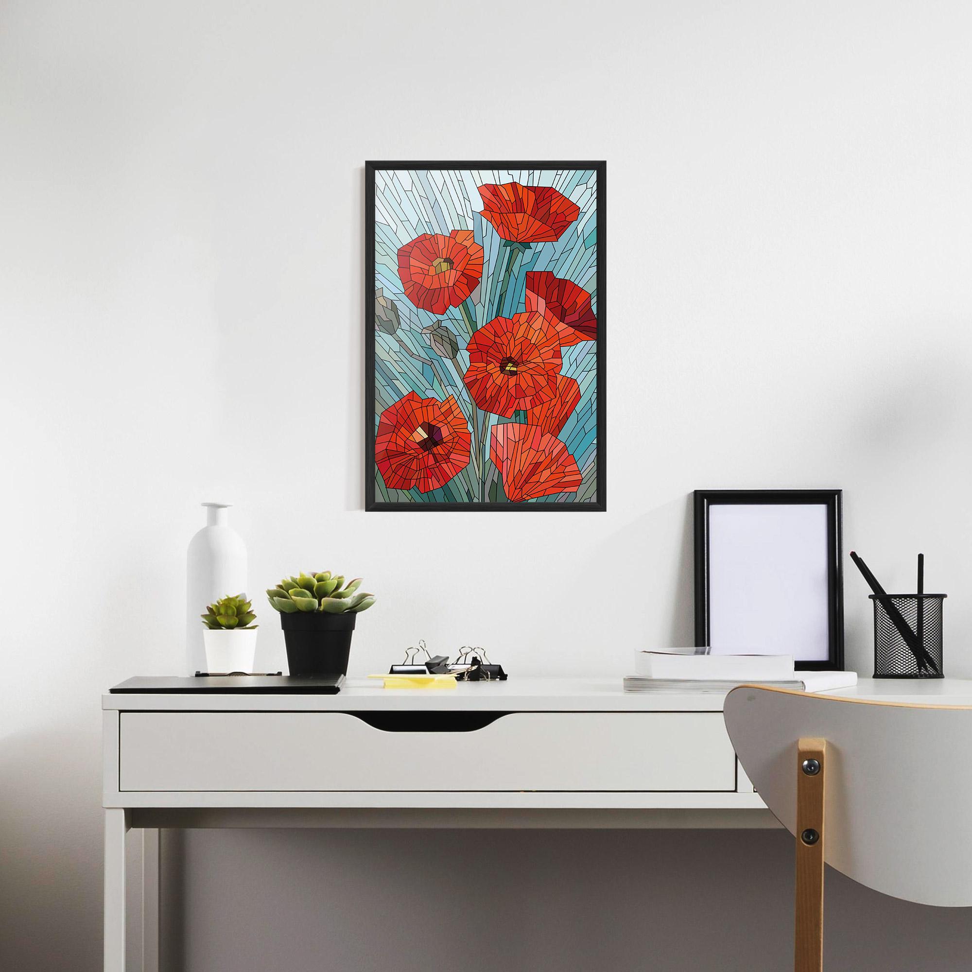 Plakat w Ramie Blue Glass Poppy mockup 7