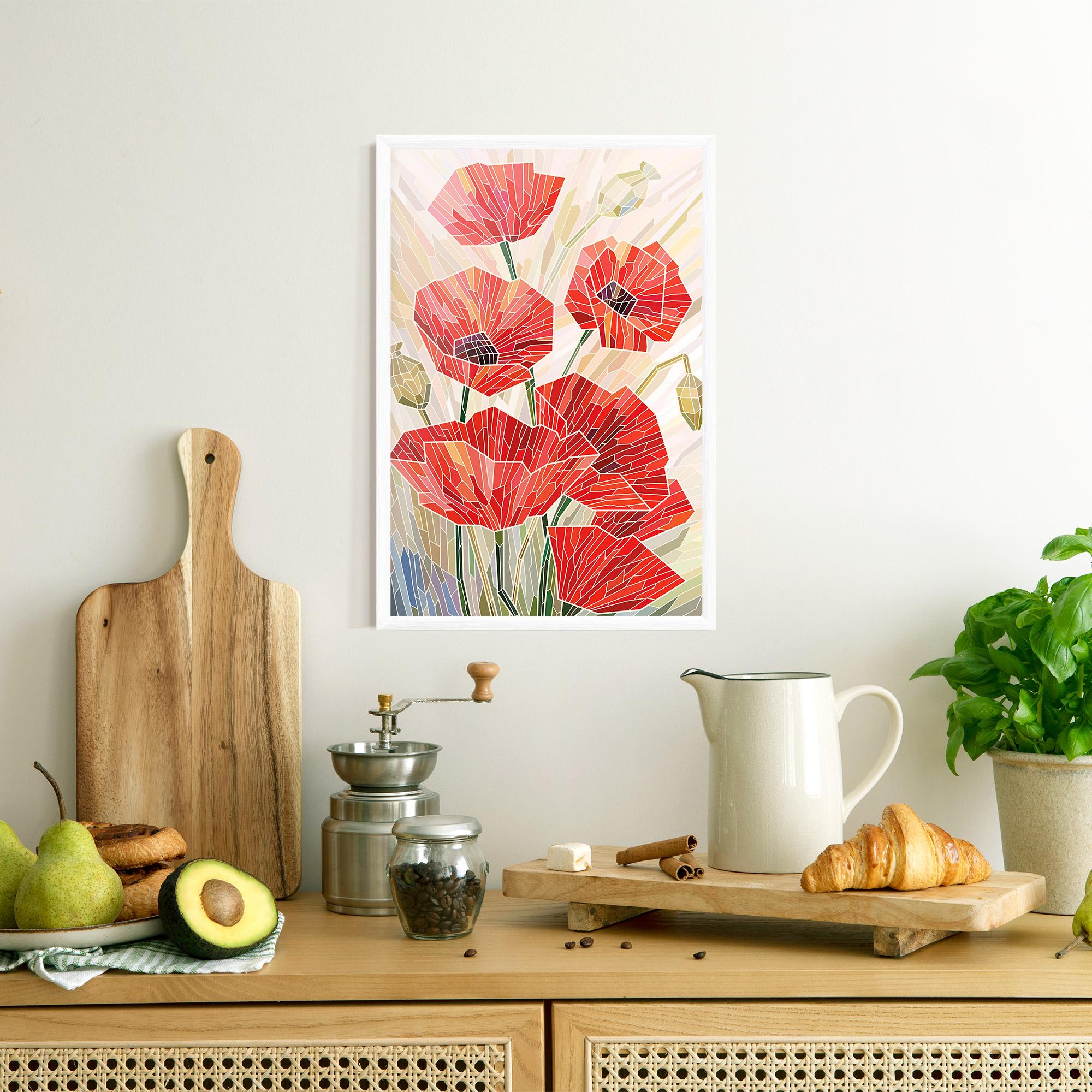 Plakat w Ramie Poppy Stained Glass mockup 8