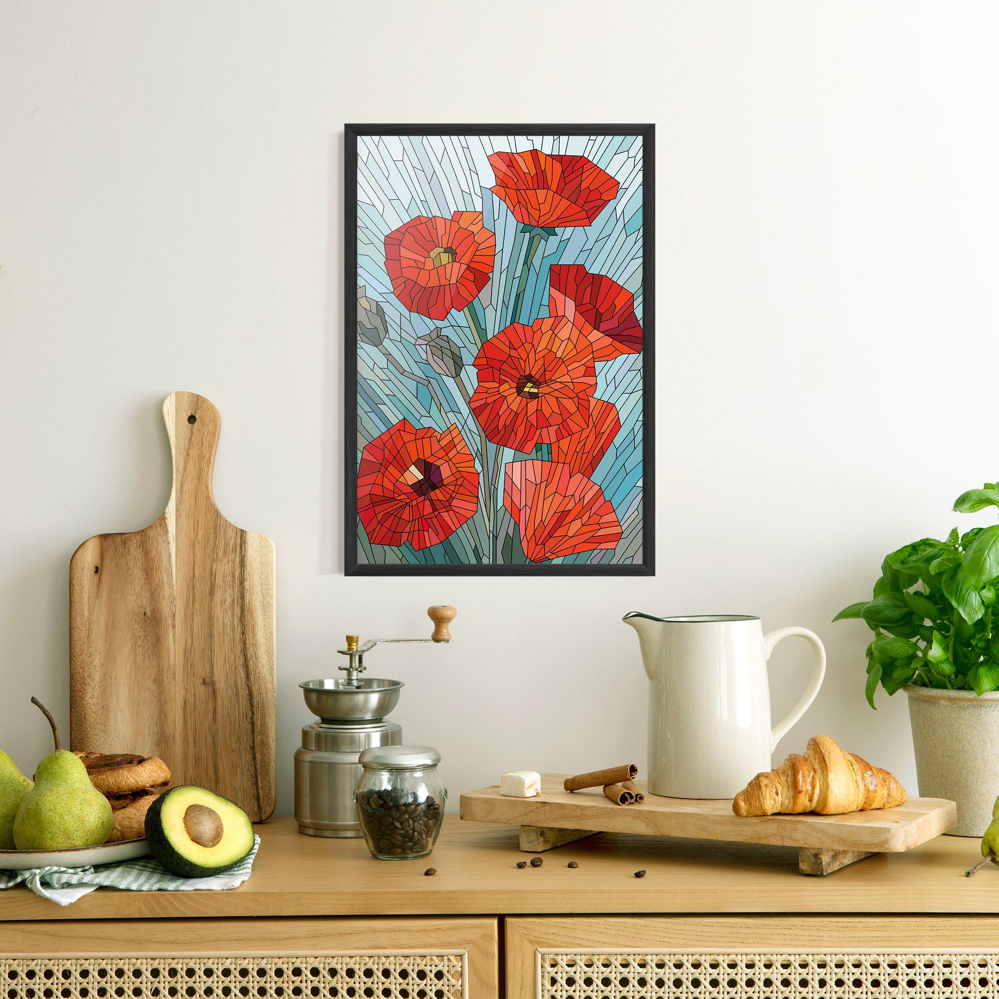 Plakat w Ramie Blue Glass Poppy mockup 8