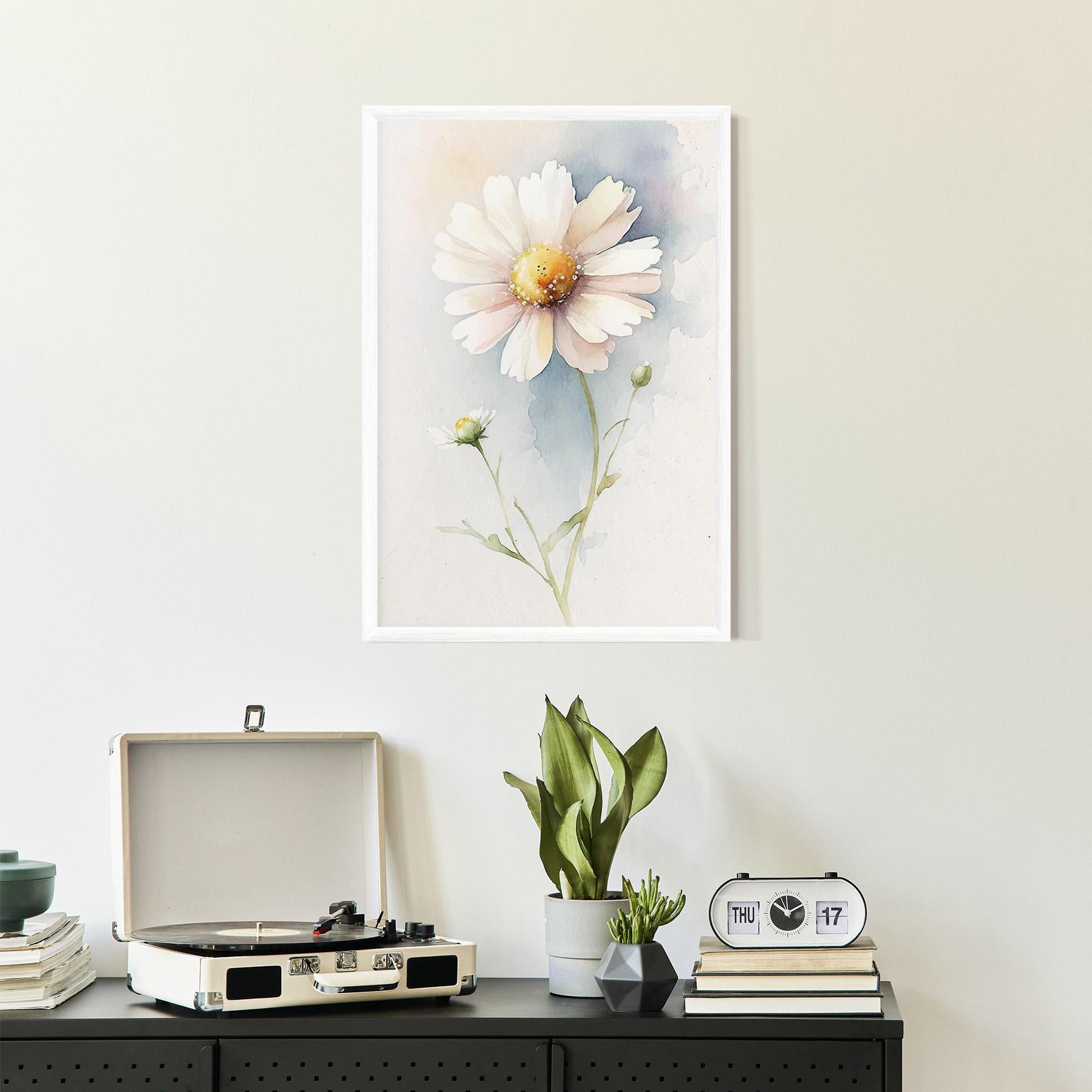 Plakat w Ramie Painted White Daisy mockup 2