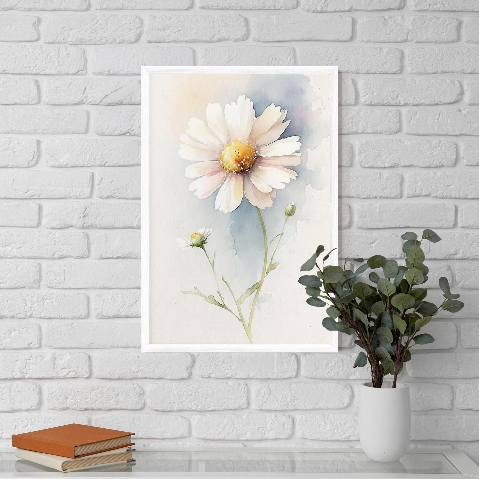 Plakat w Ramie Painted White Daisy mockup 5