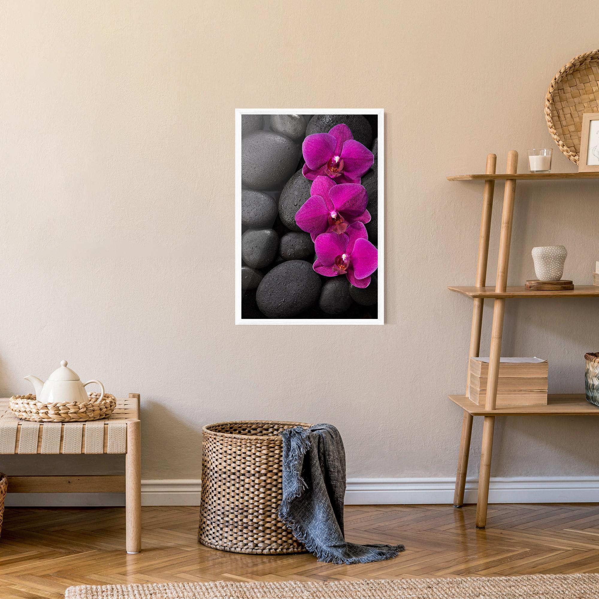 Plakat w Ramie Purple Orchid On Rocks mockup 9